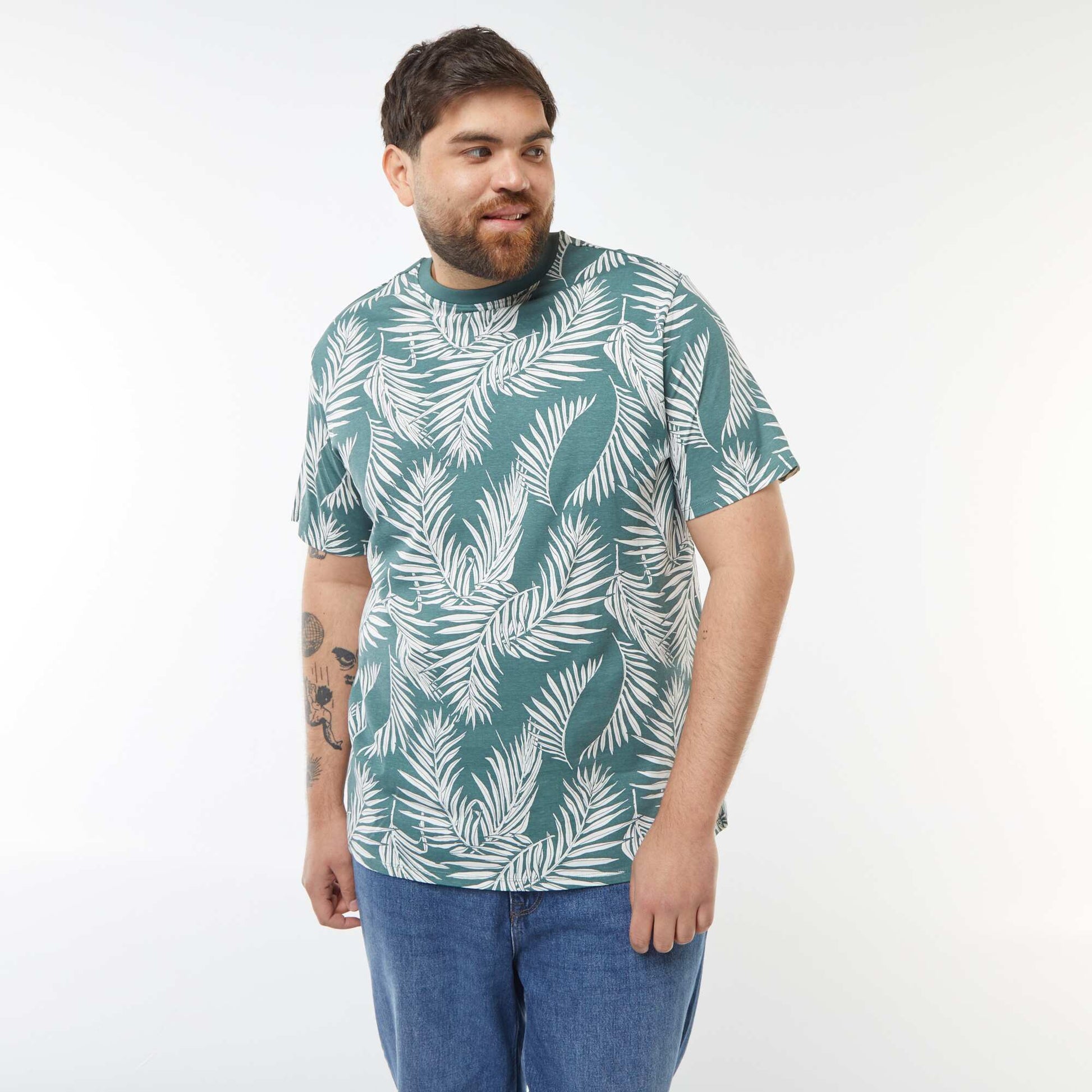 T-shirt manches courtes à motif VERT
