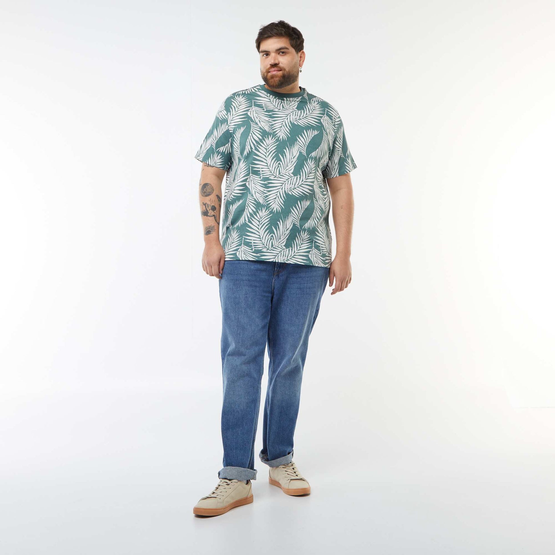 T-shirt manches courtes à motif VERT