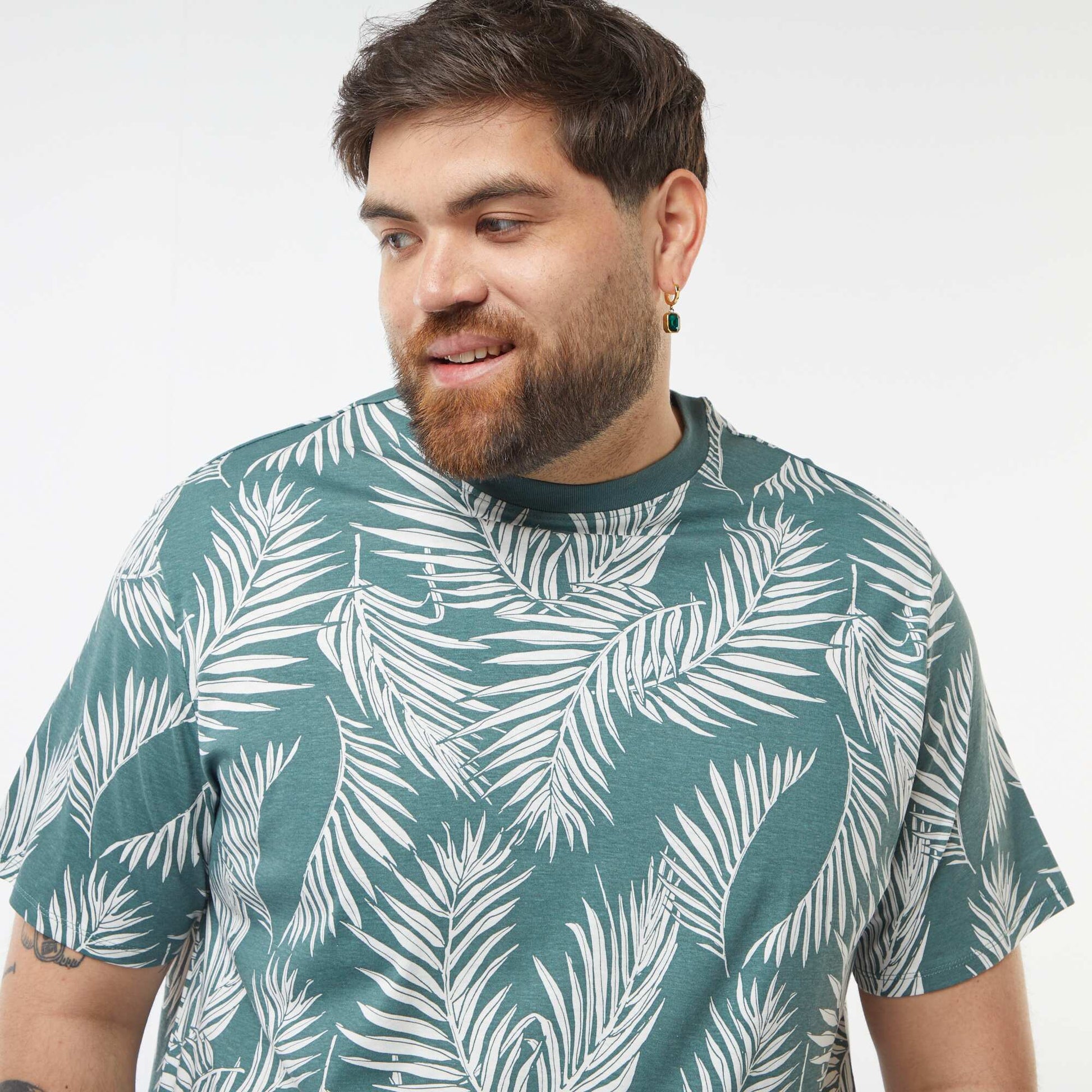 T-shirt manches courtes à motif VERT