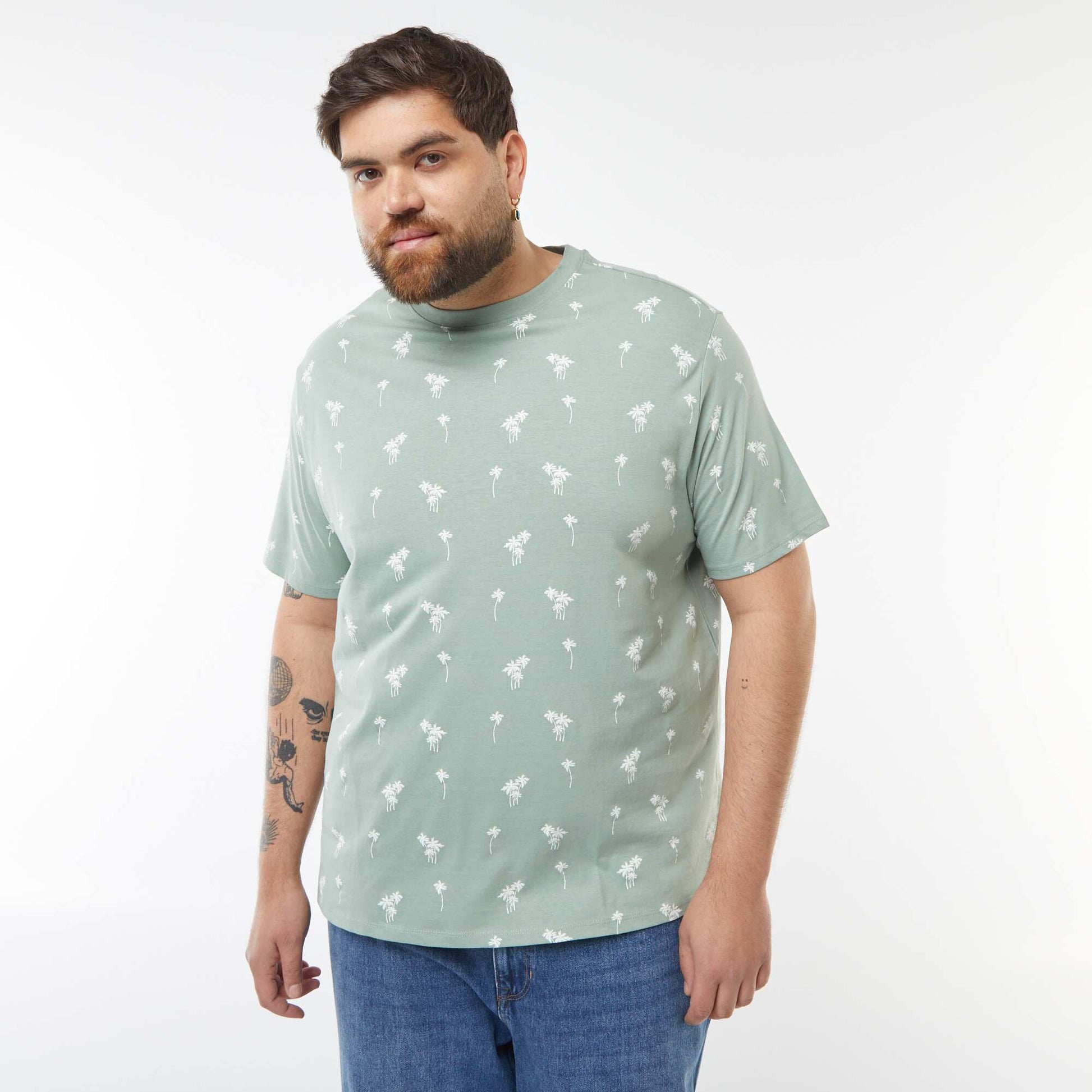 T-shirt manches courtes à motif VERT