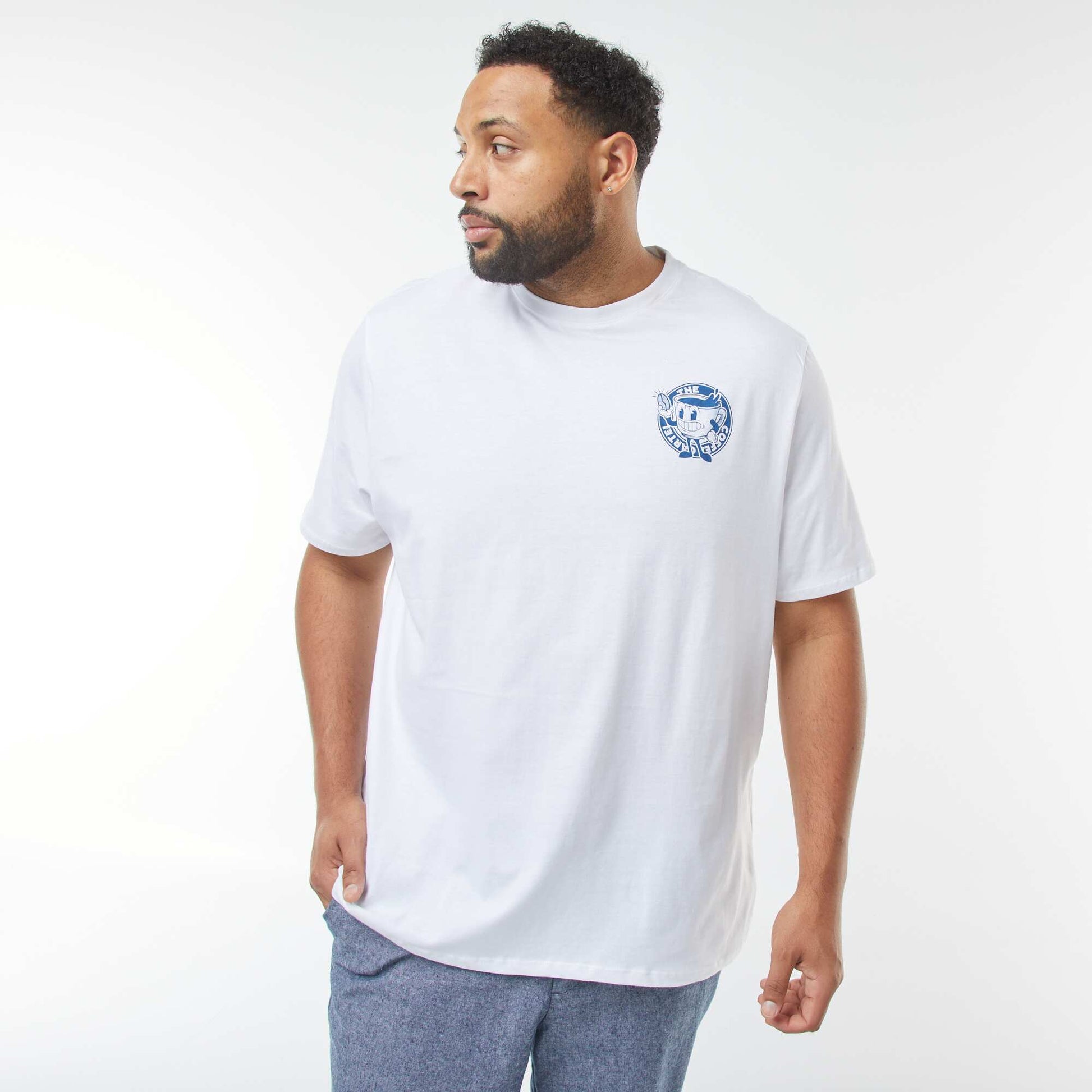 T-shirt manches courtes à motif BLANC