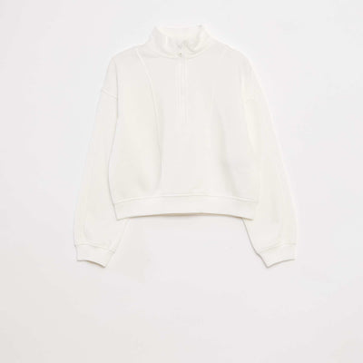 Sweat camionneur avec col zippé BLANC