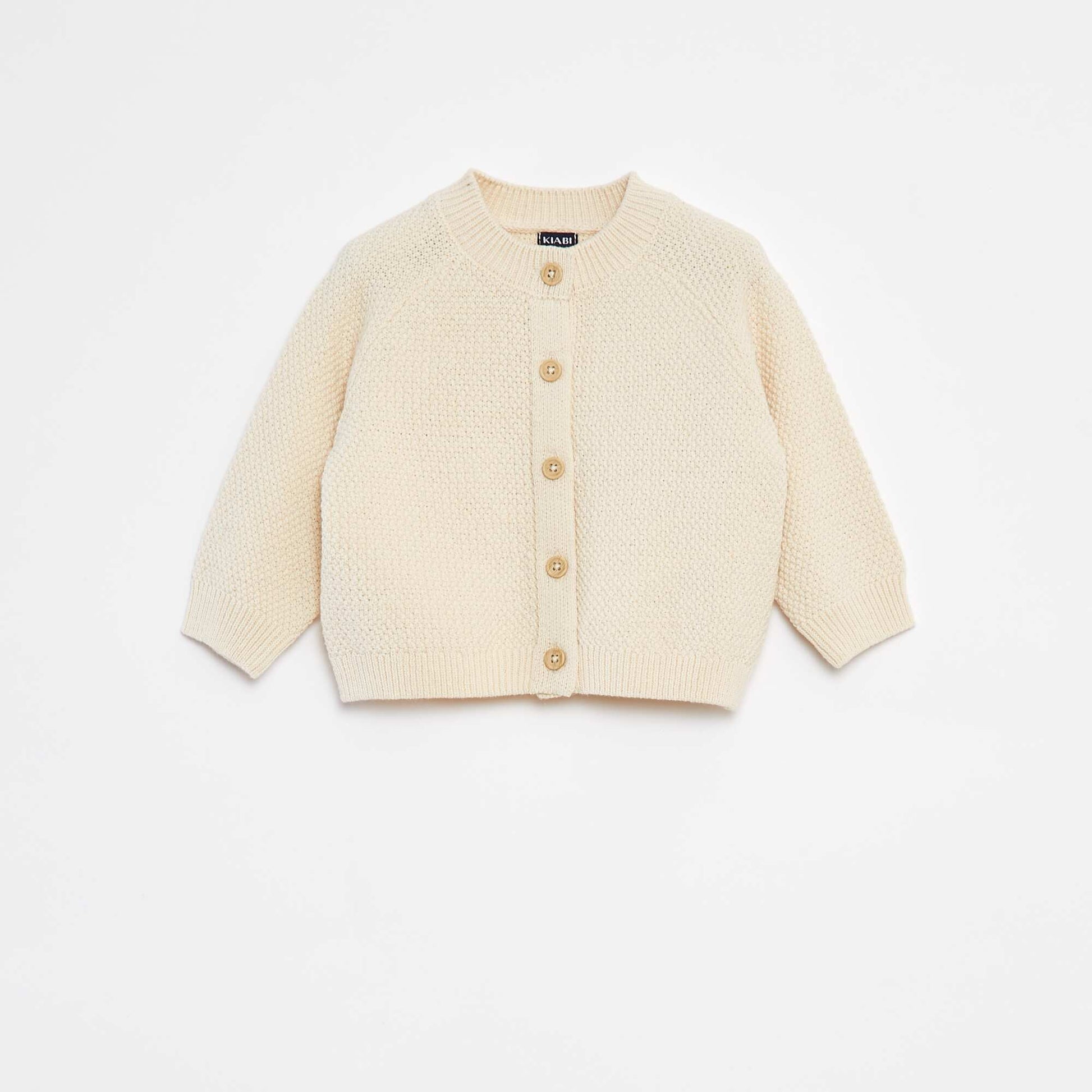 Gilet en point mousse avec ouverture boutonnée BEIGE