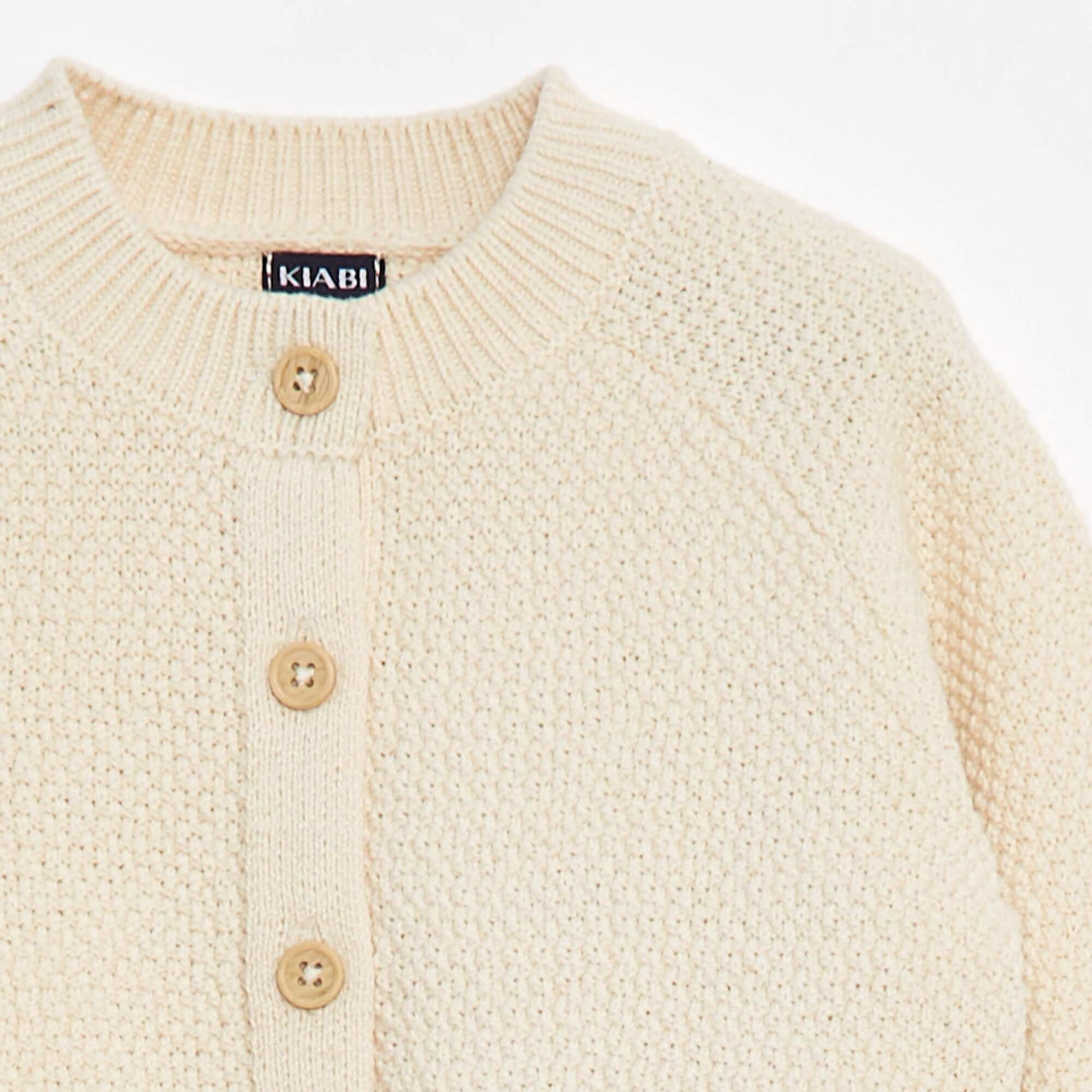 Gilet en point mousse avec ouverture boutonnée BEIGE