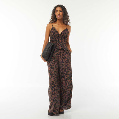 Pantalon extra-large en maille fluide BEIGE