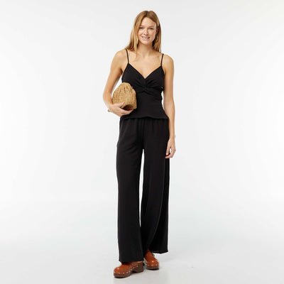 Pantalon extra-large en maille fluide NOIR