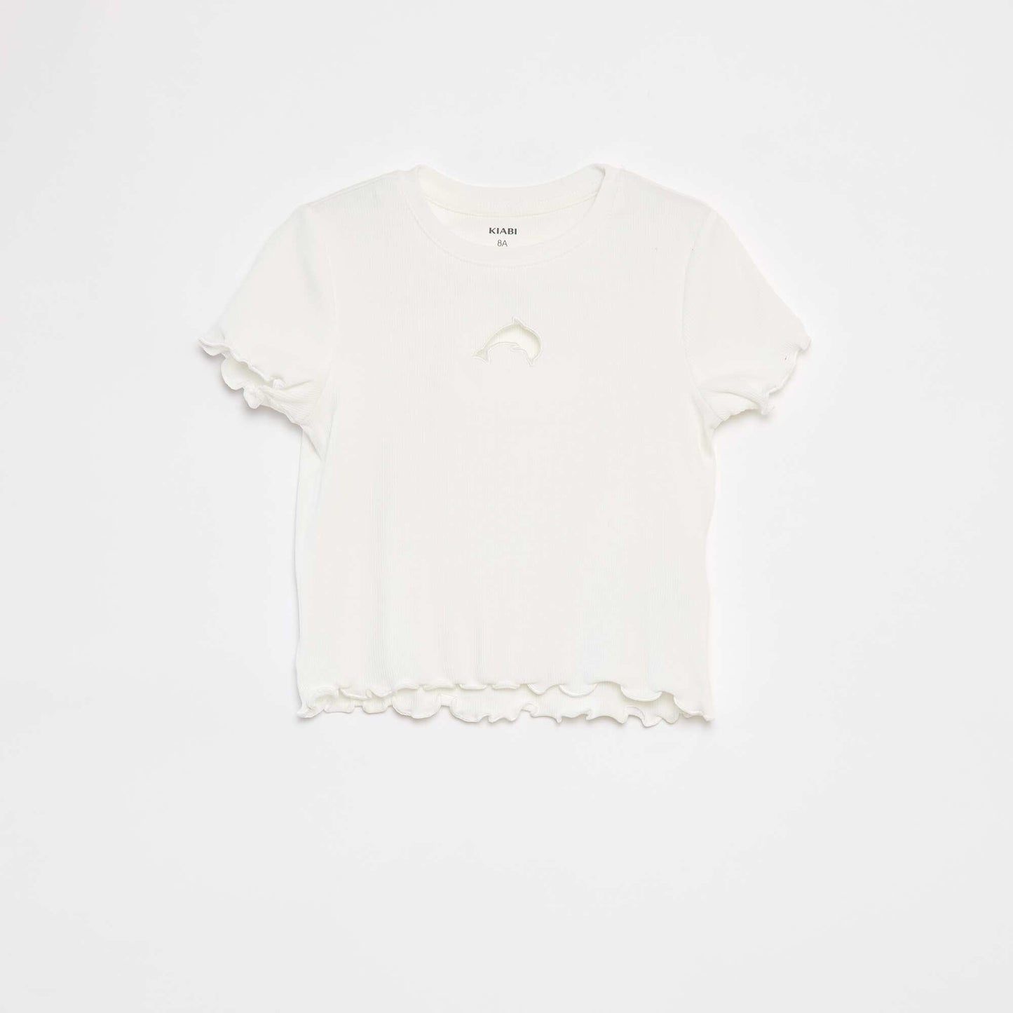 T-shirt côtelé fantaisie BLANC