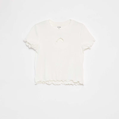 T-shirt côtelé fantaisie BLANC