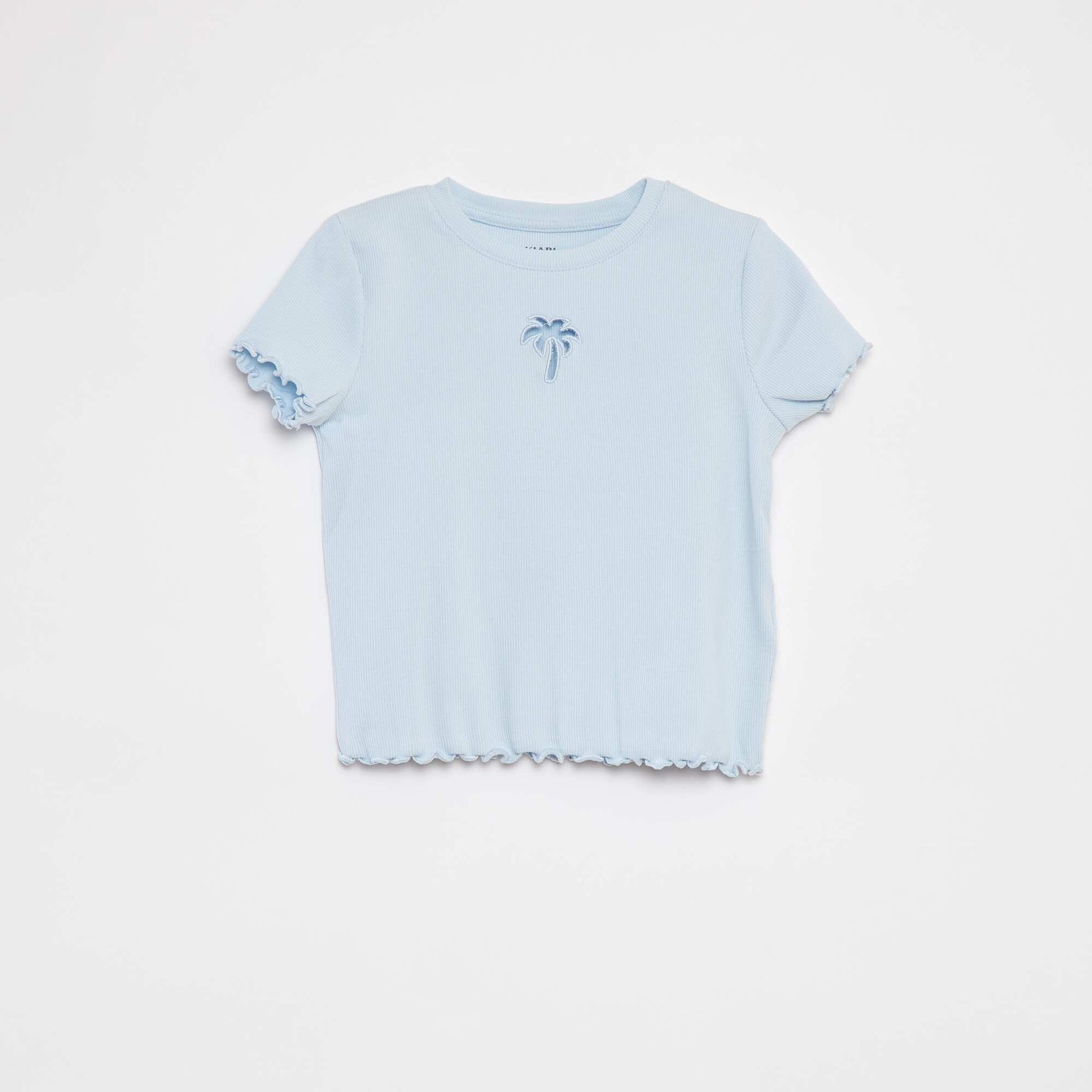 T-shirt côtelé fantaisie BLEU