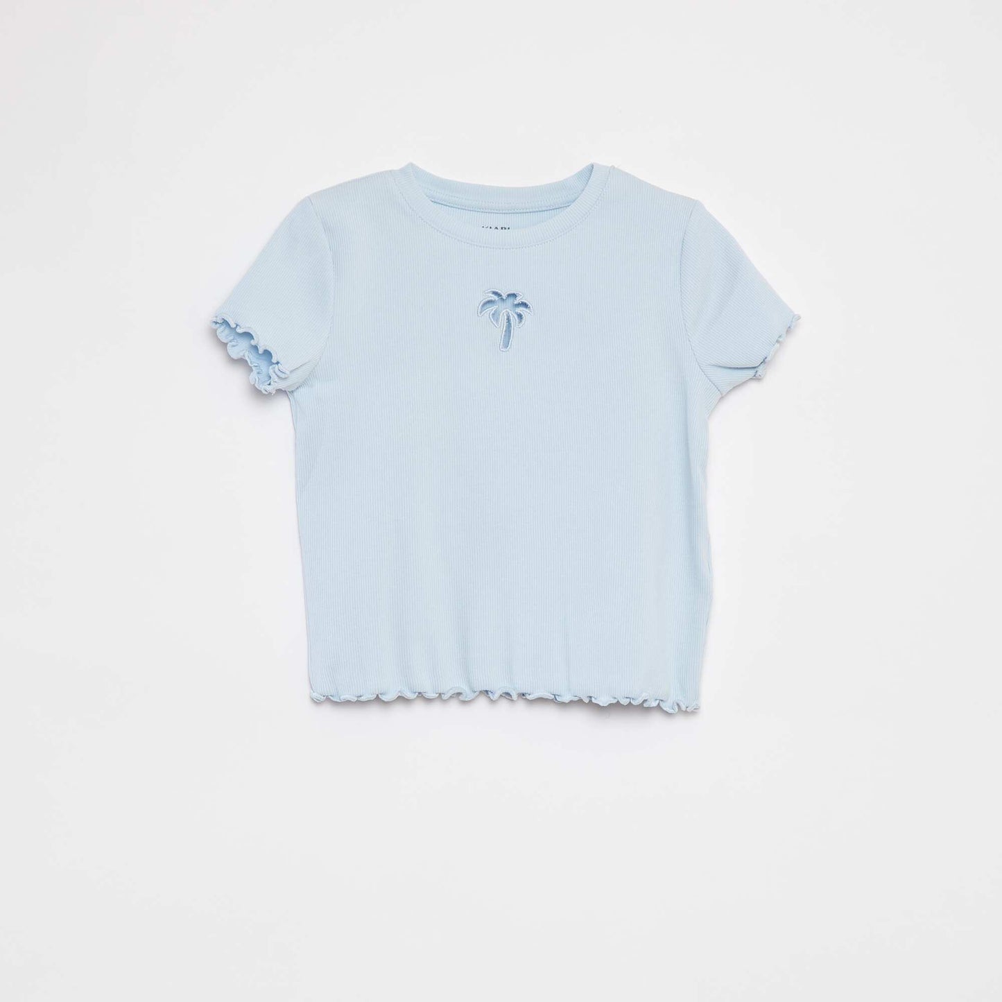 T-shirt côtelé fantaisie BLEU