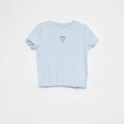 T-shirt côtelé fantaisie BLEU