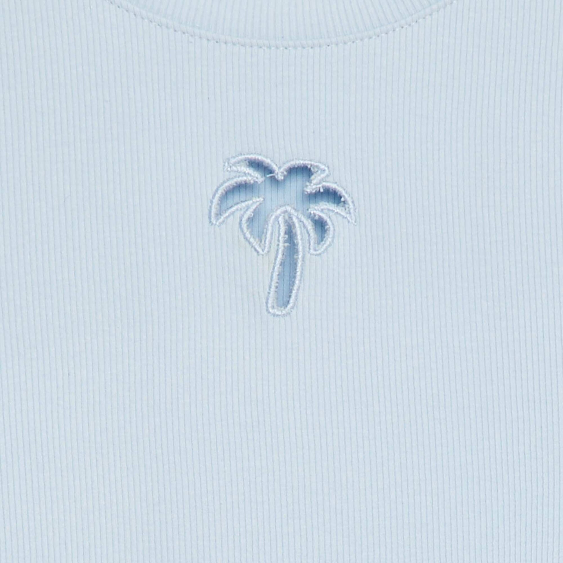 T-shirt côtelé fantaisie BLEU