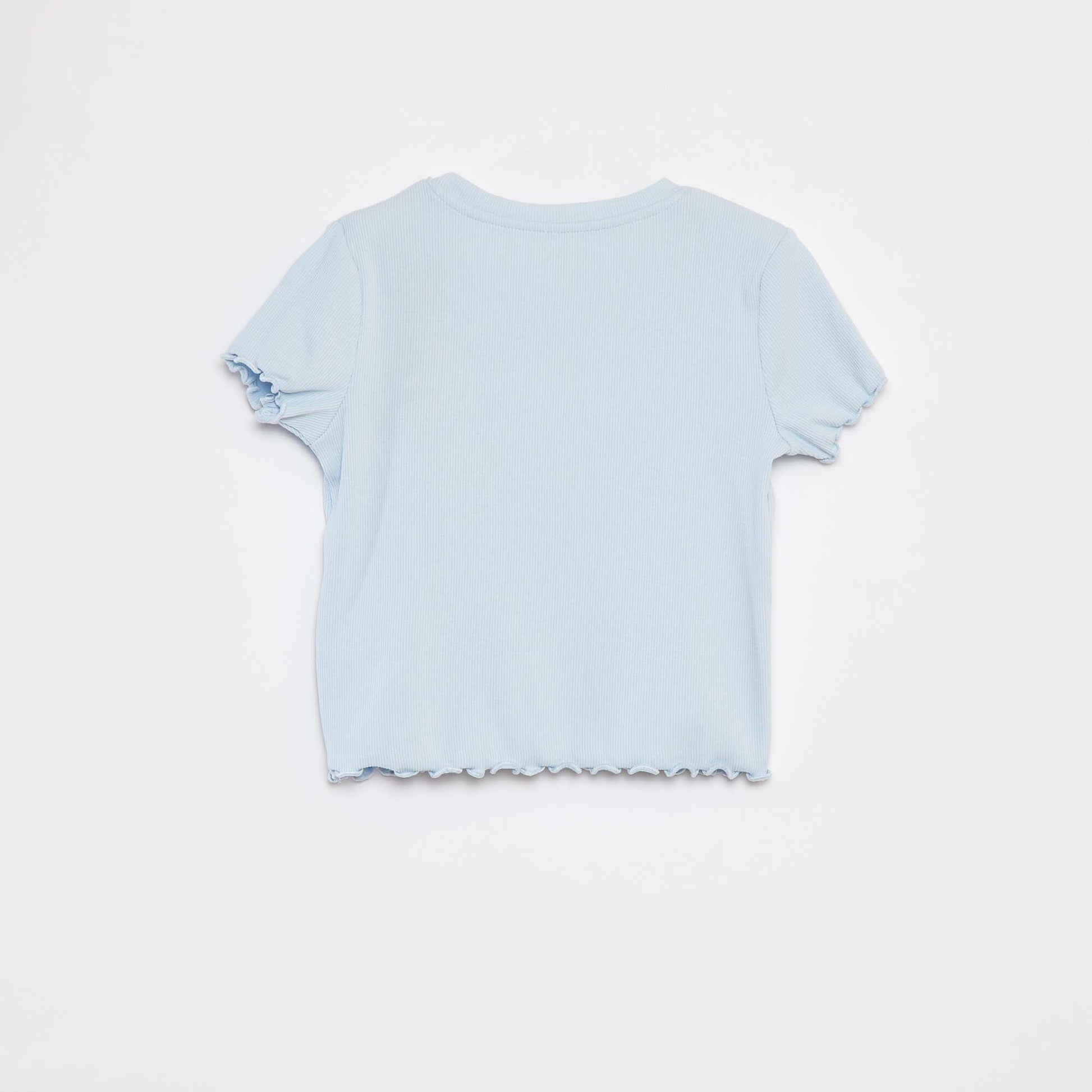 T-shirt côtelé fantaisie BLEU
