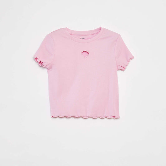 T-shirt côtelé fantaisie ROSE