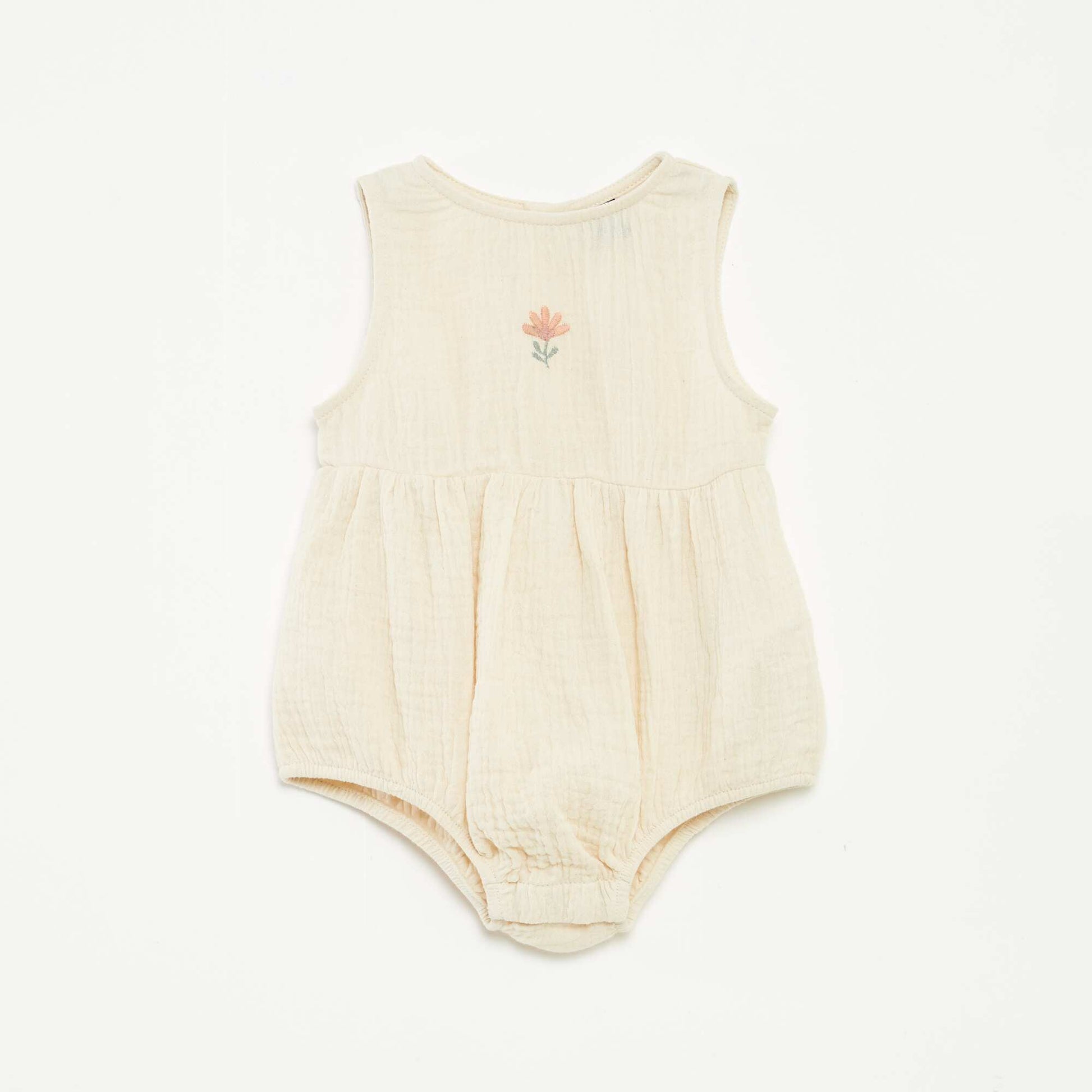 Barboteuse en gaze de coton unie BLANC
