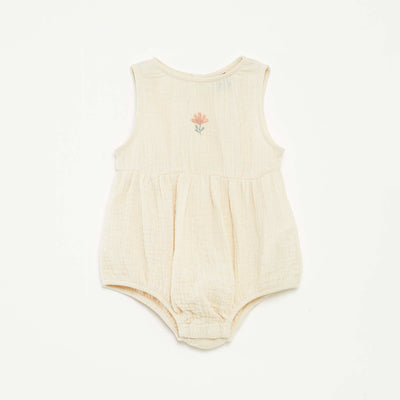 Barboteuse en gaze de coton unie BLANC