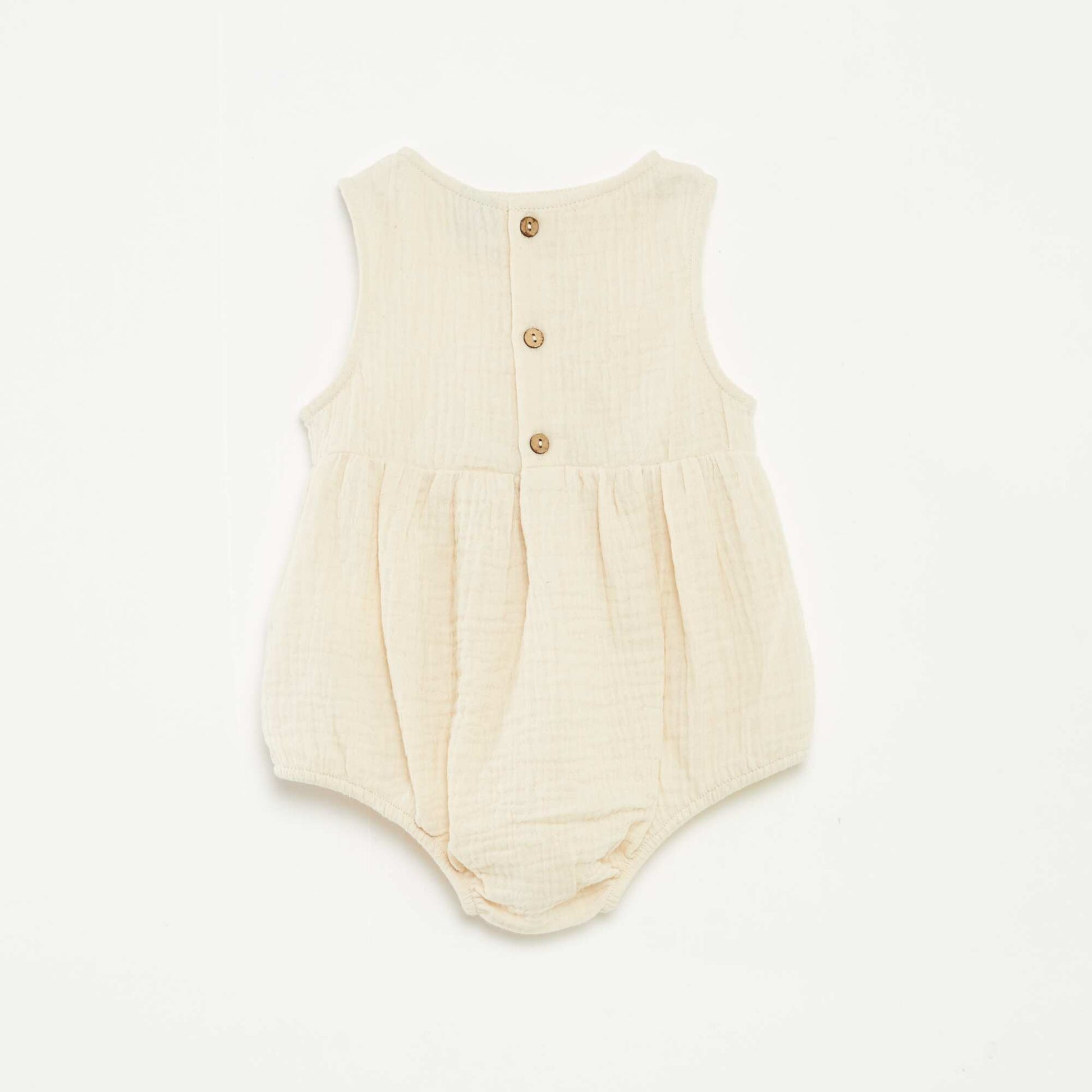 Barboteuse en gaze de coton unie BLANC