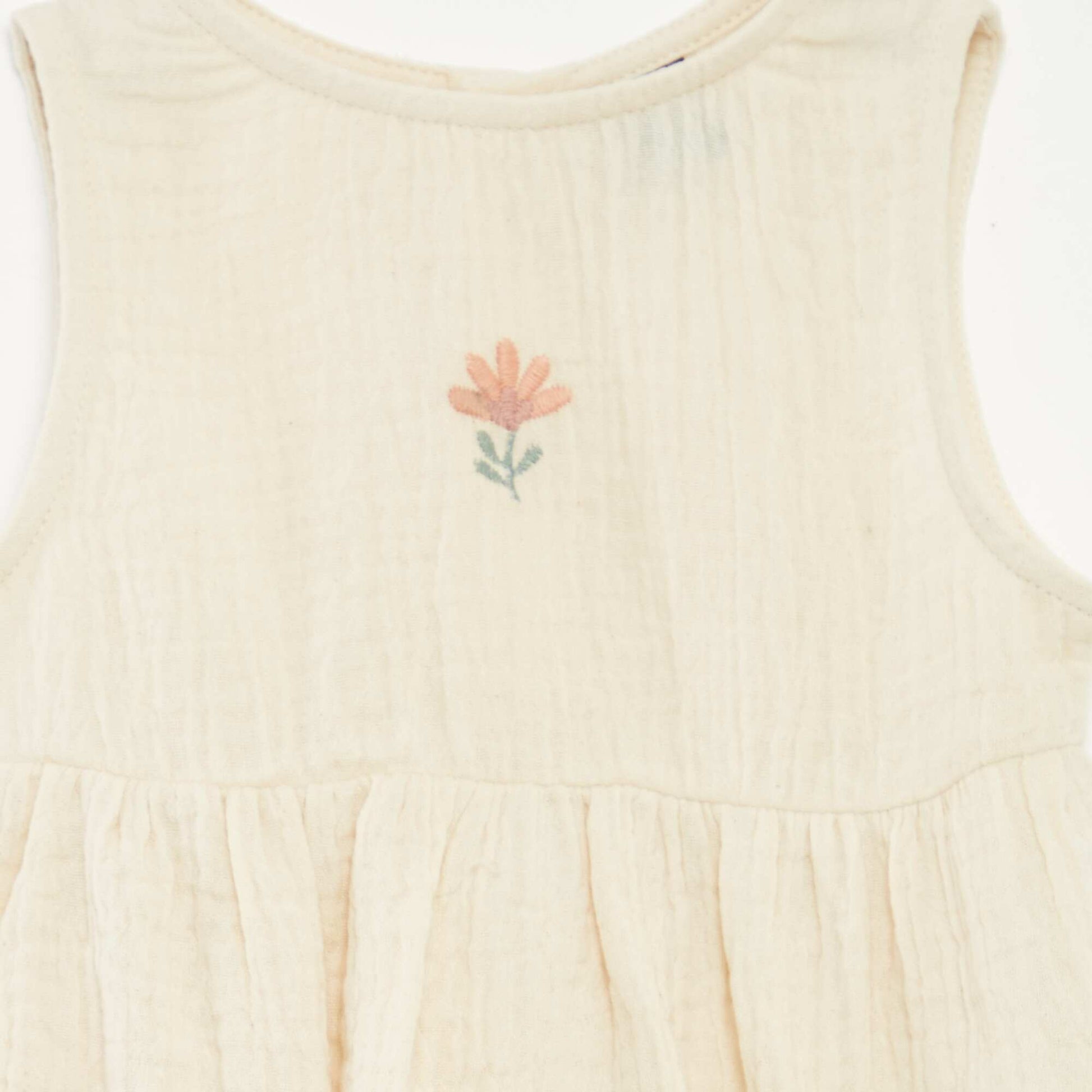 Barboteuse en gaze de coton unie BLANC