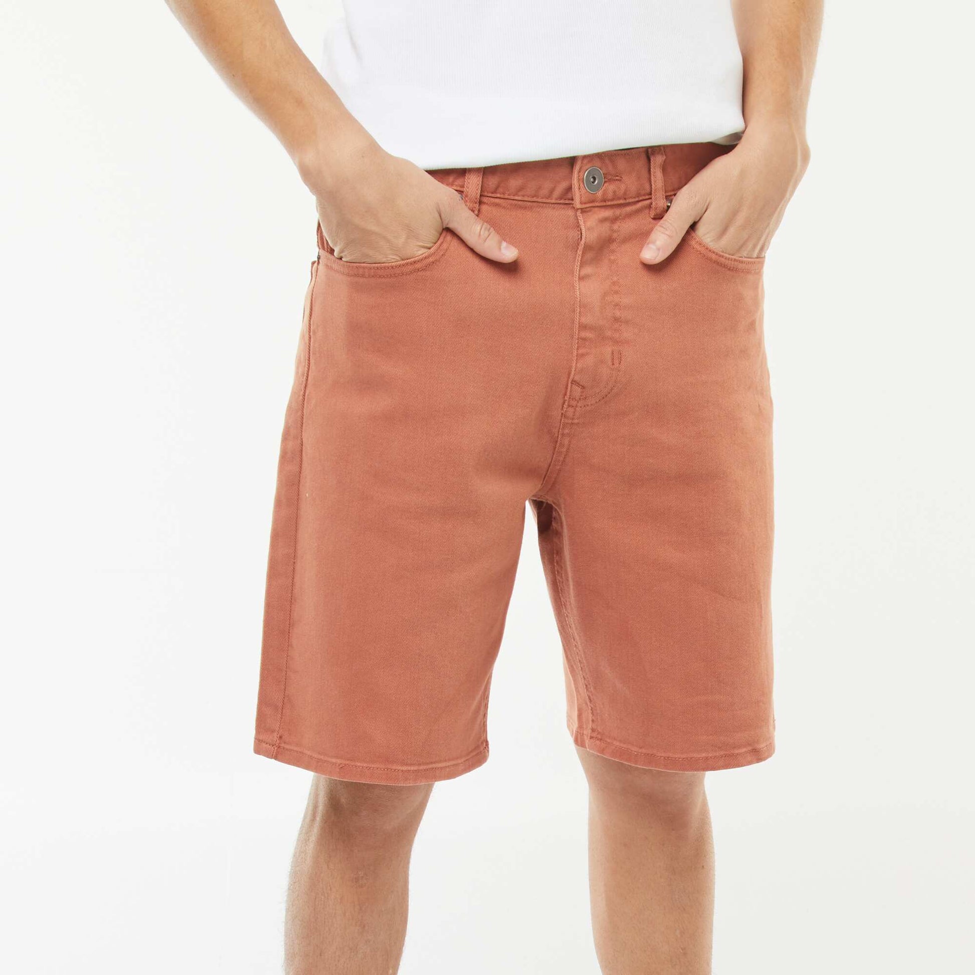 Bermuda en twill à 5 poches ROUGE
