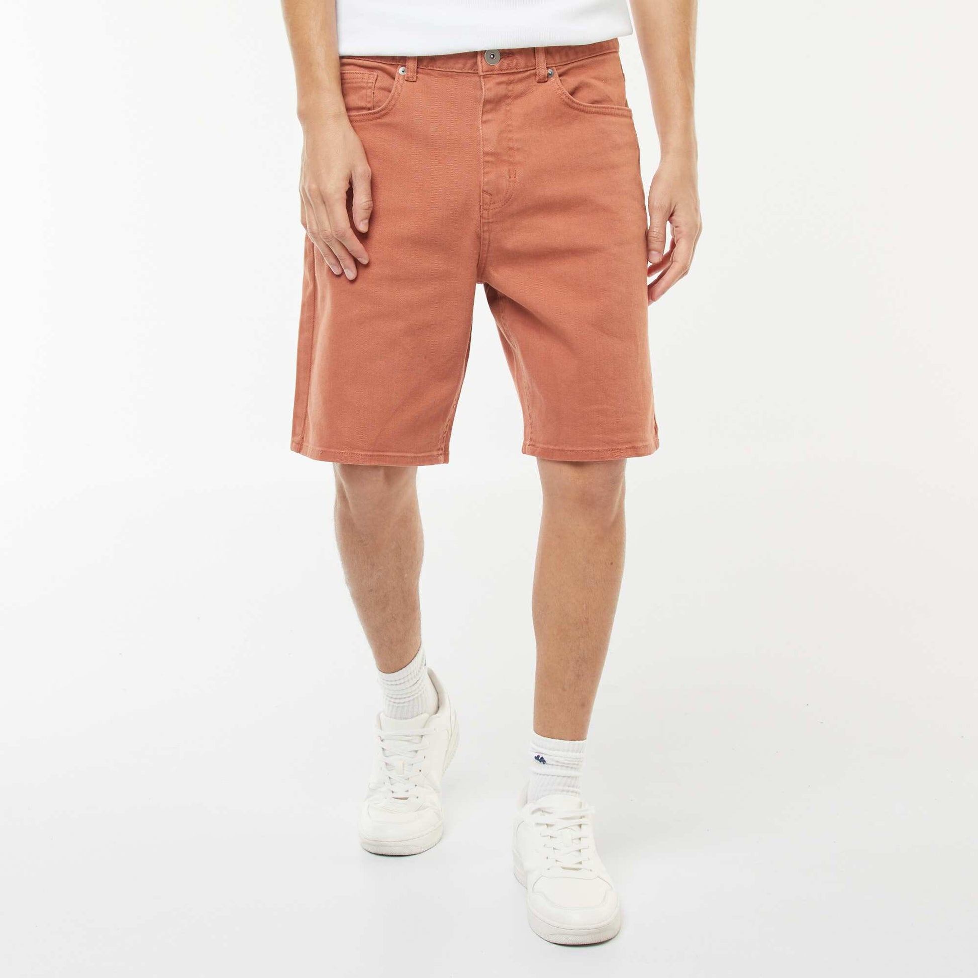 Bermuda en twill à 5 poches ROUGE