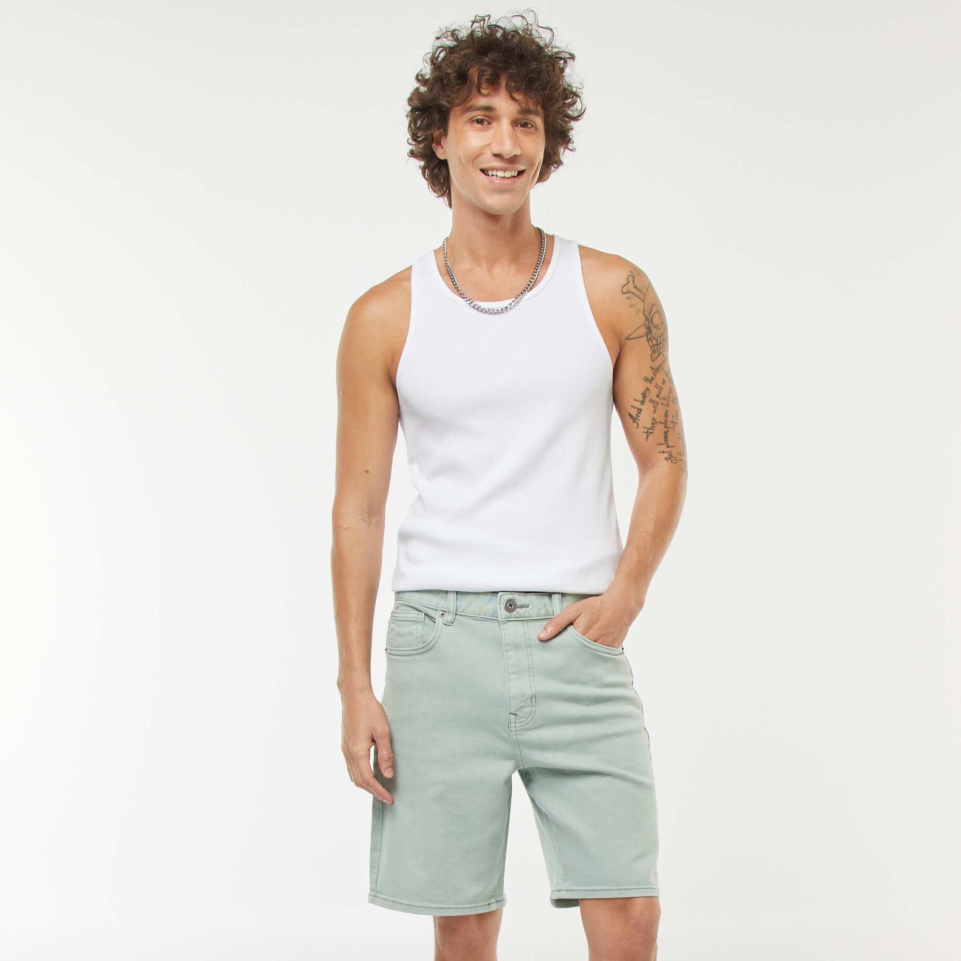 Bermuda en twill à 5 poches VERT