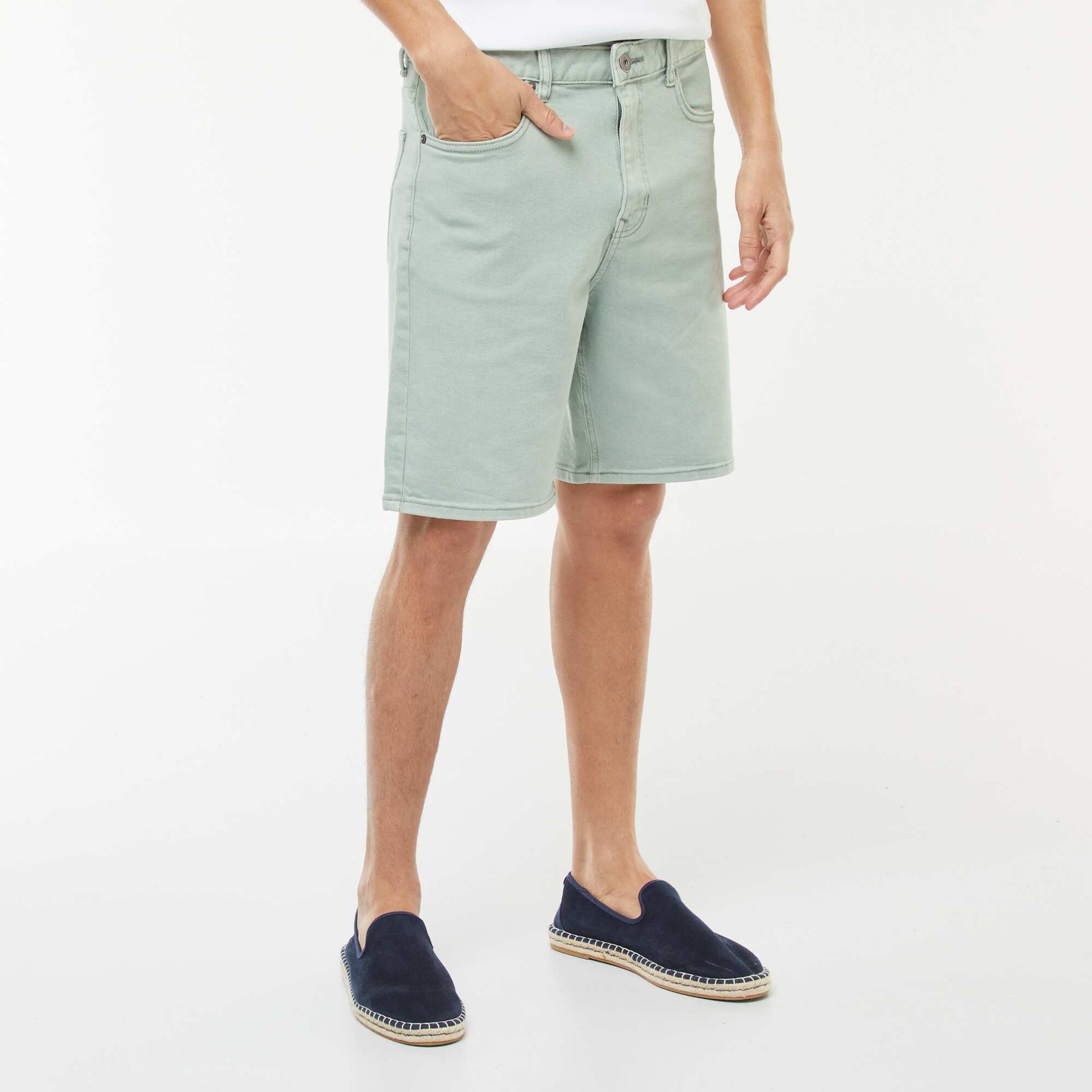 Bermuda en twill à 5 poches VERT
