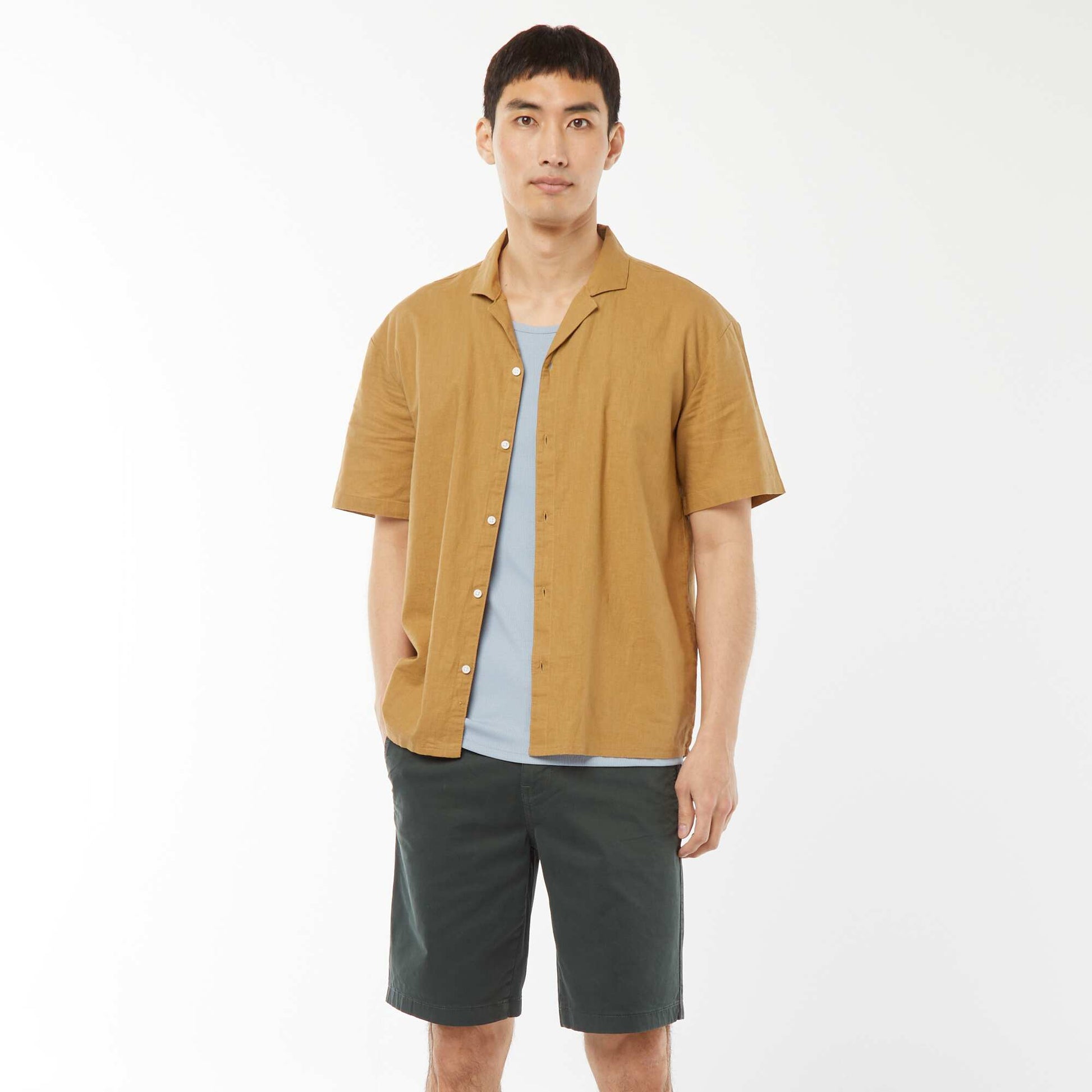 Bermuda chino en twill uni VERT