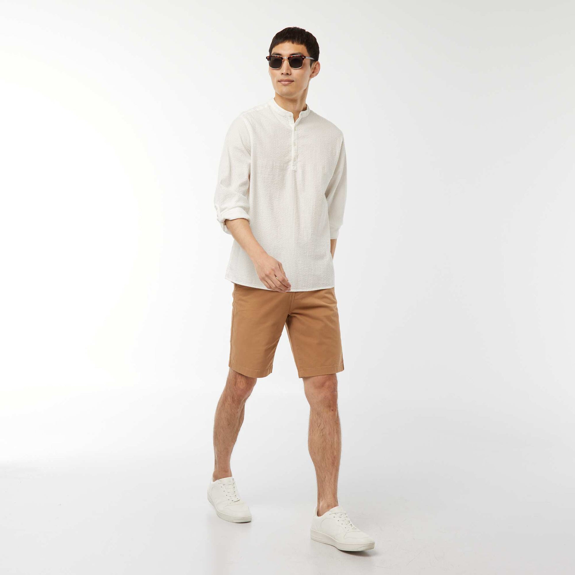 Bermuda chino en twill uni BEIGE