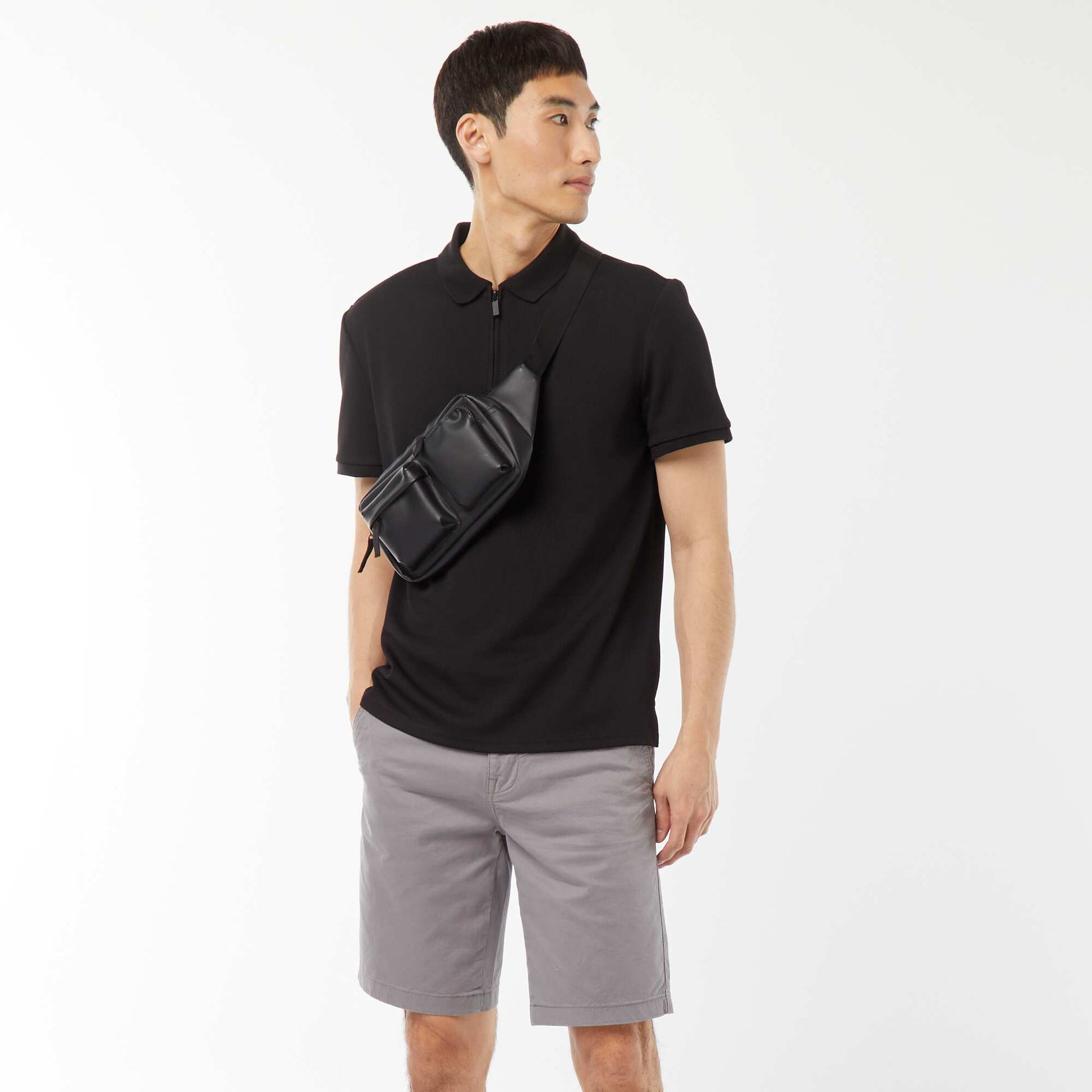Bermuda chino en twill uni GRIS