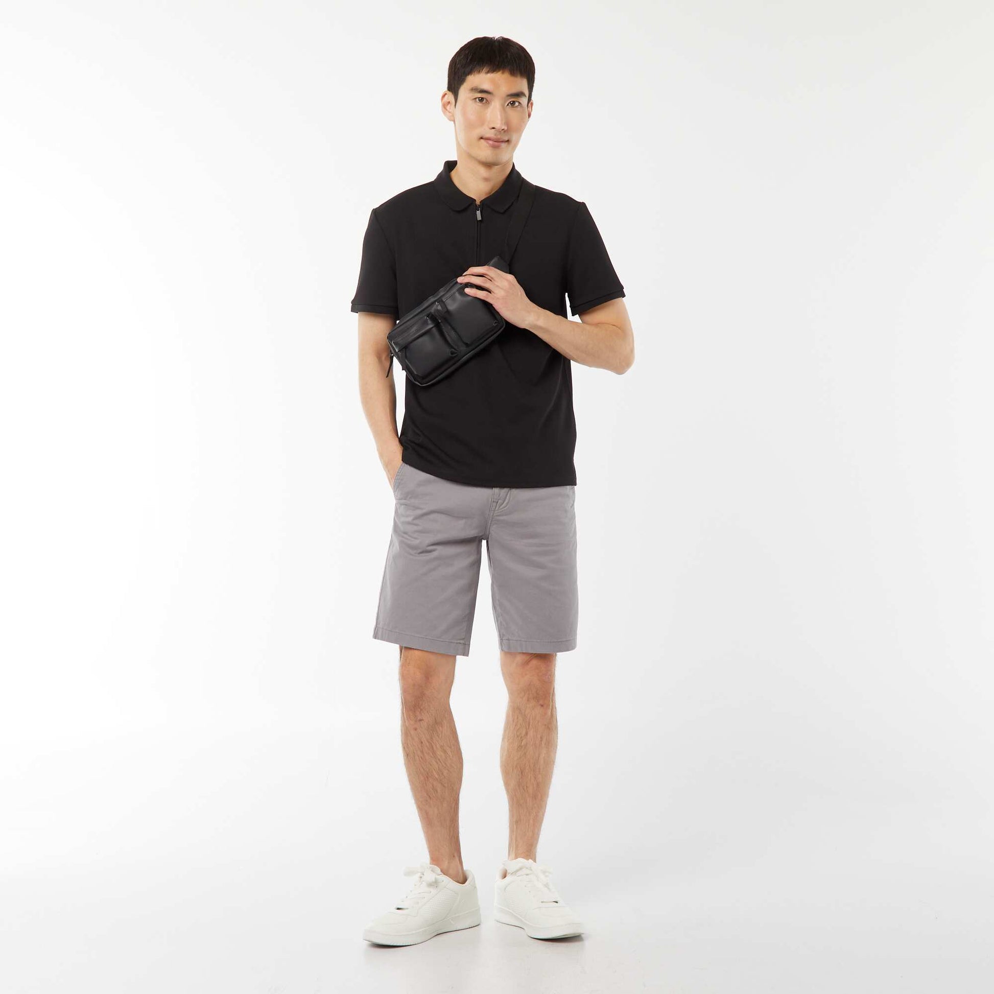 Bermuda chino en twill uni GRIS