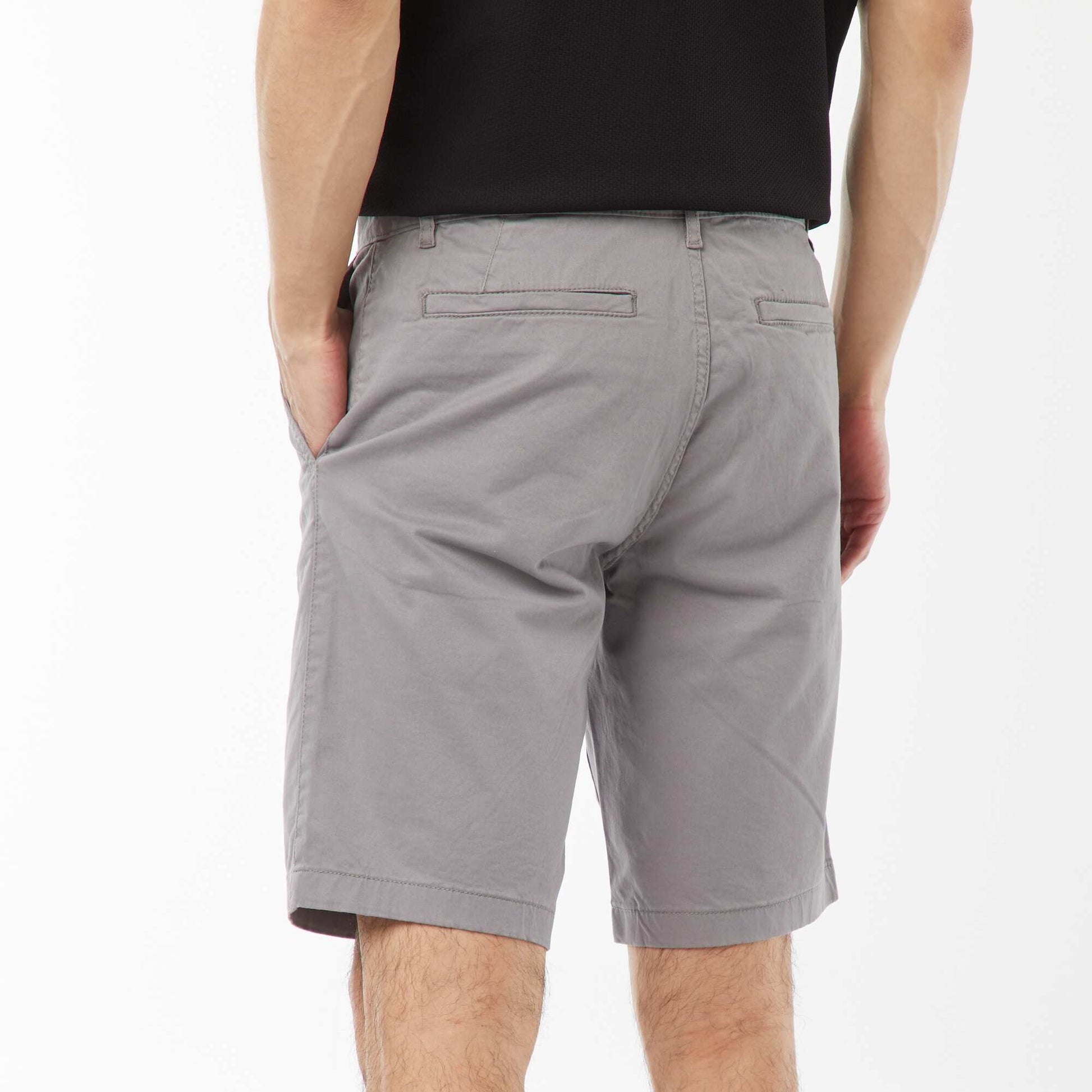 Bermuda chino en twill uni GRIS