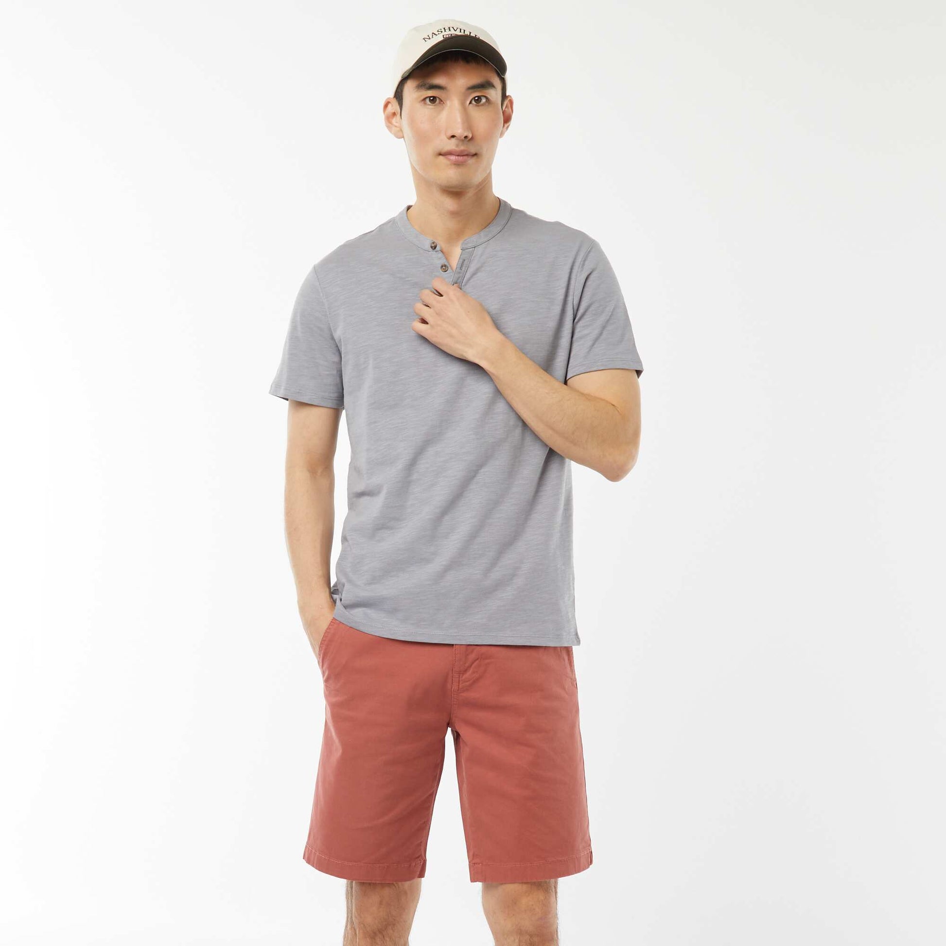 Bermuda chino en twill uni ROSE