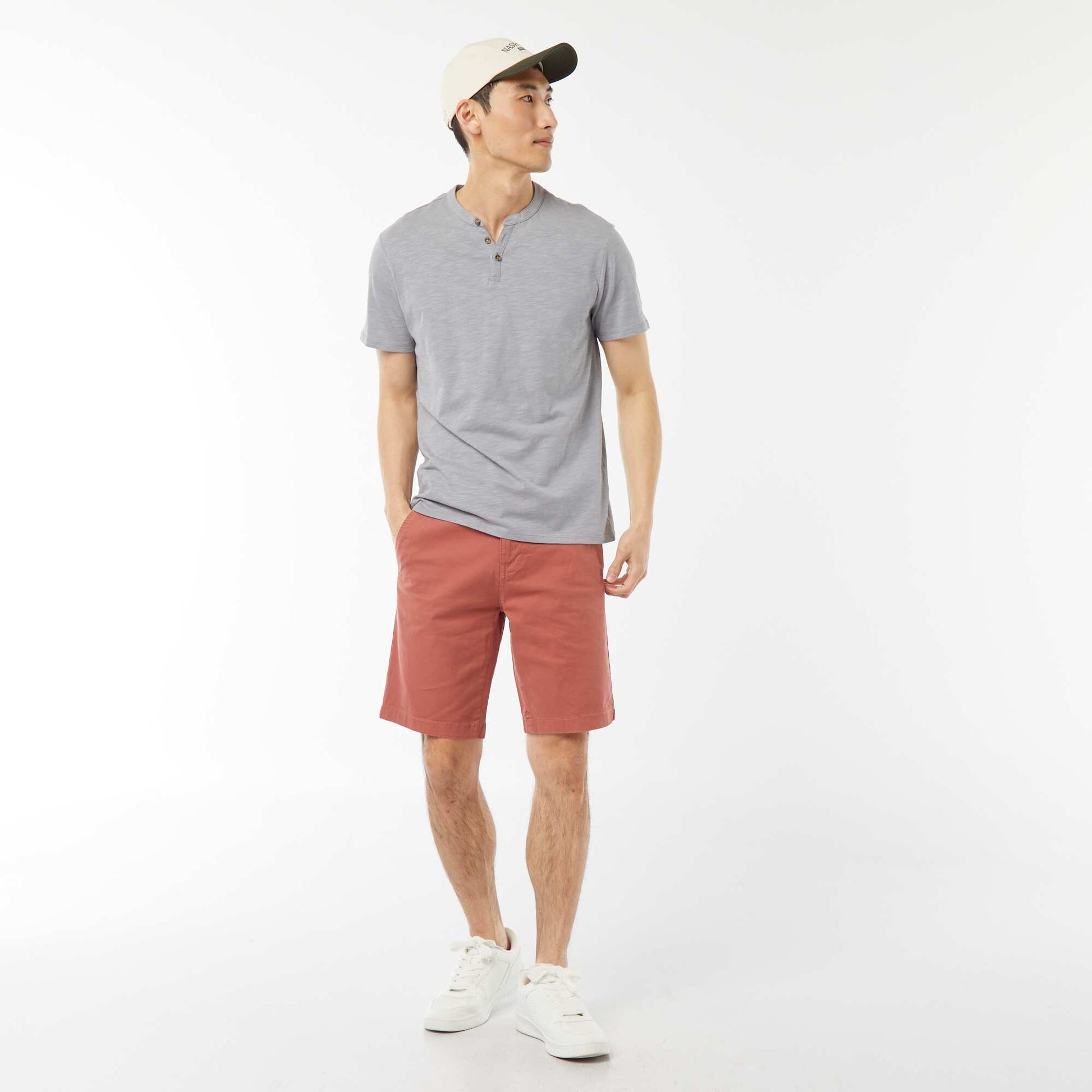 Bermuda chino en twill uni ROSE