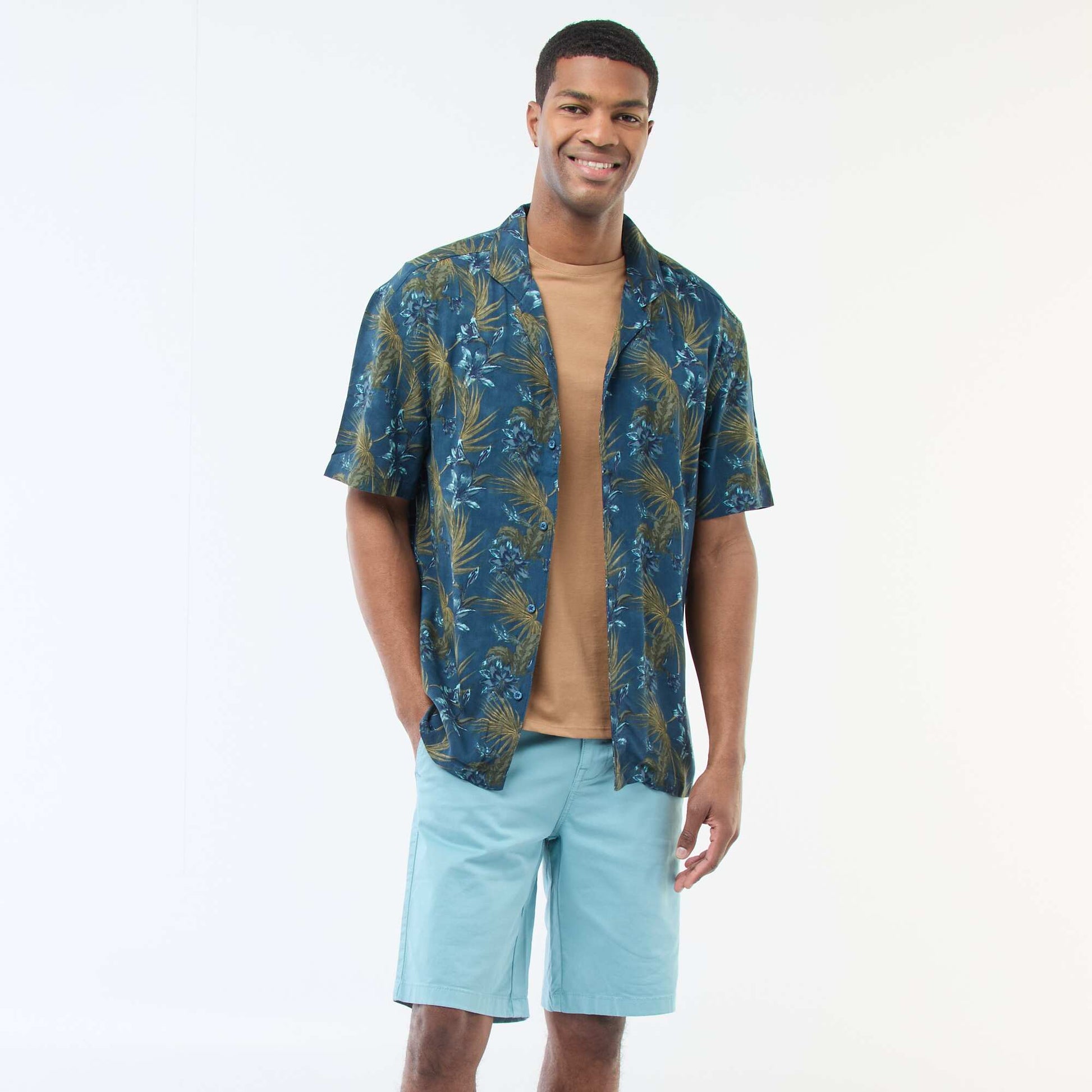 Bermuda chino en twill uni BLEU