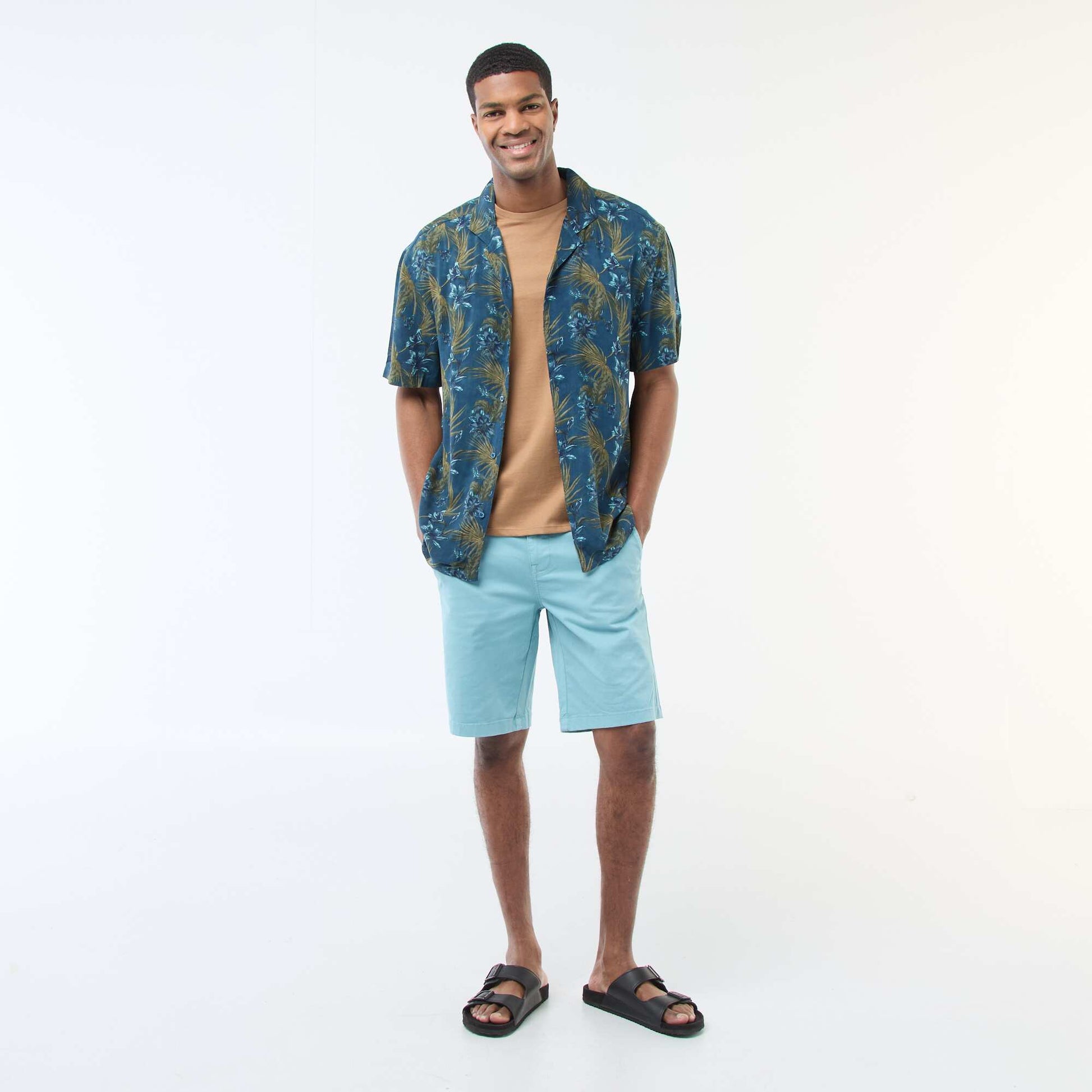 Bermuda chino en twill uni BLEU