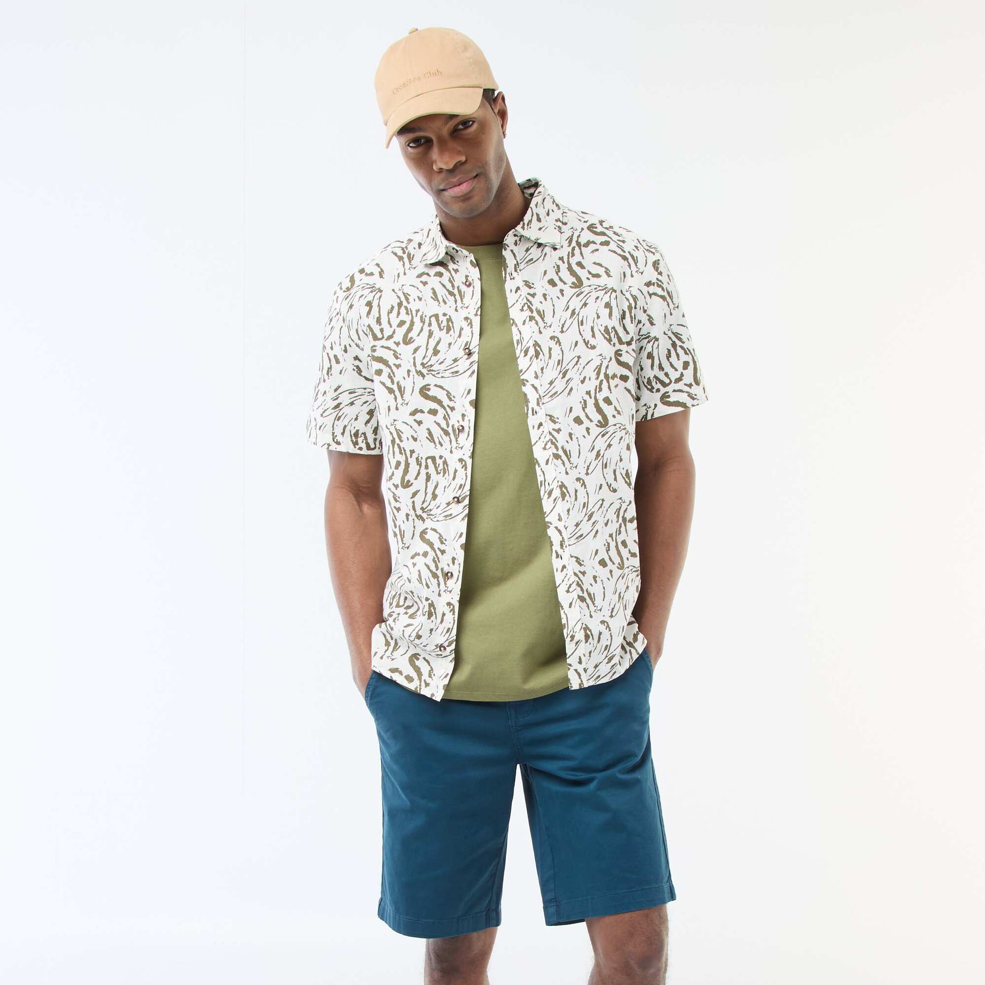Bermuda chino en twill uni BLEU