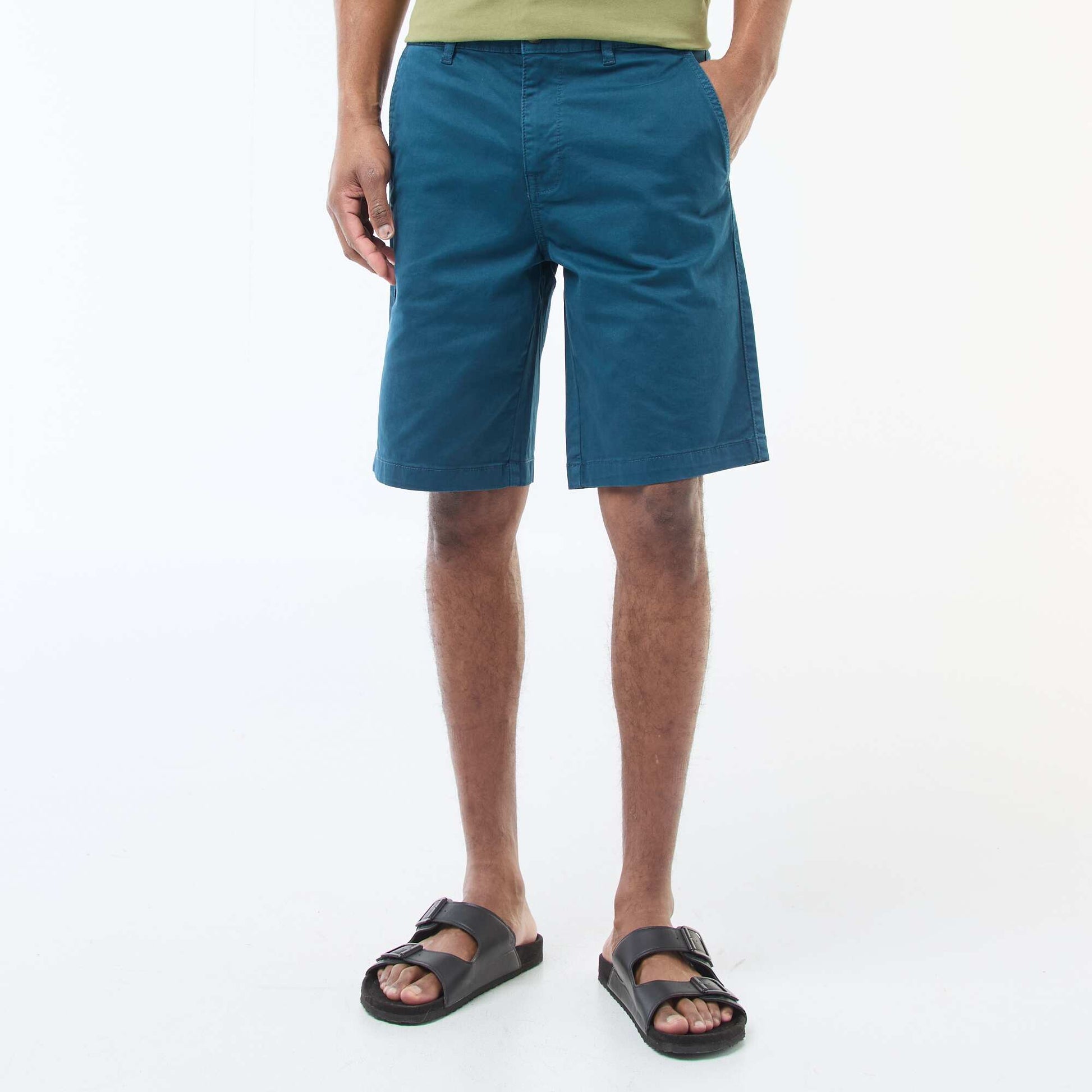 Bermuda chino en twill uni BLEU