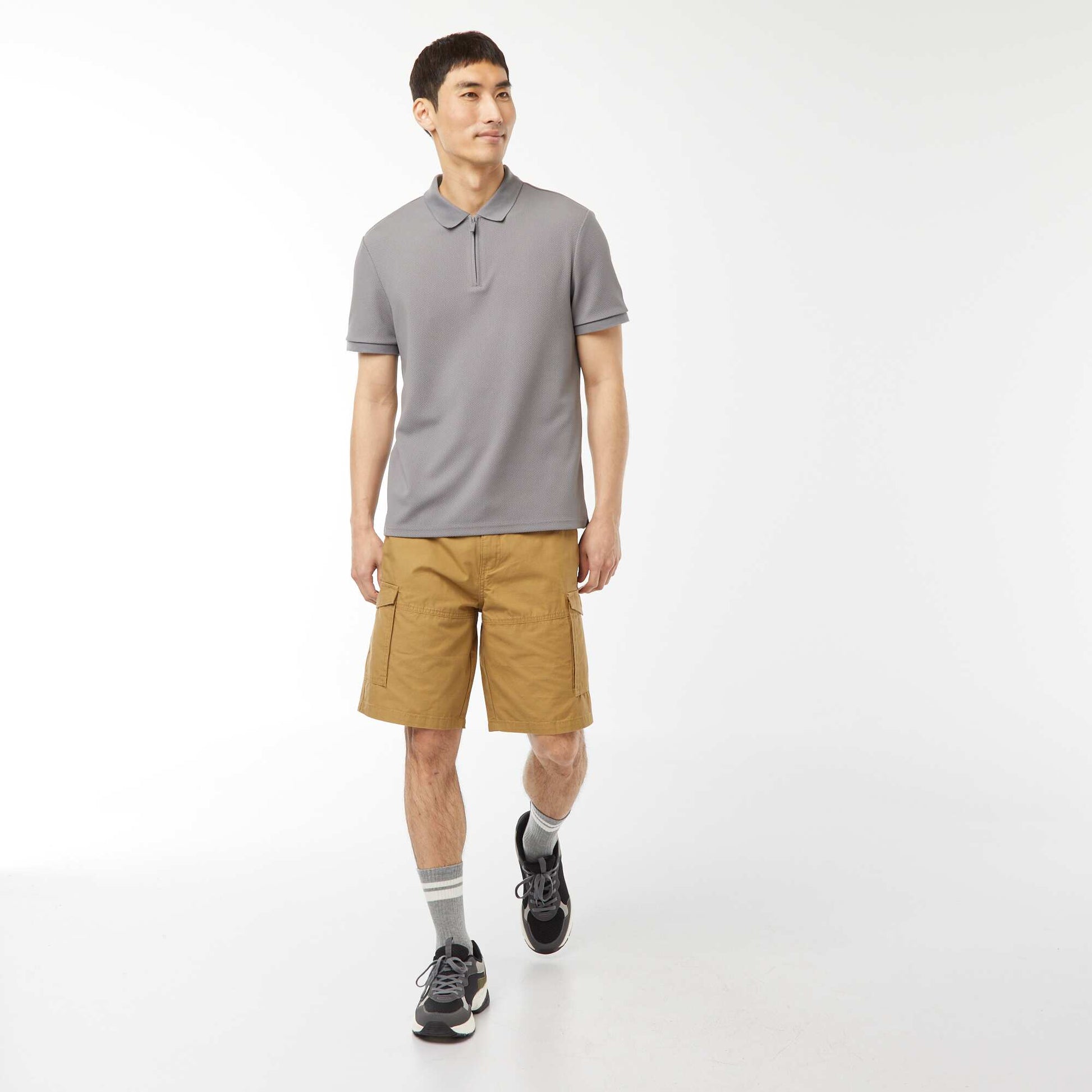 Bermuda chino en twill uni multipoches VERT