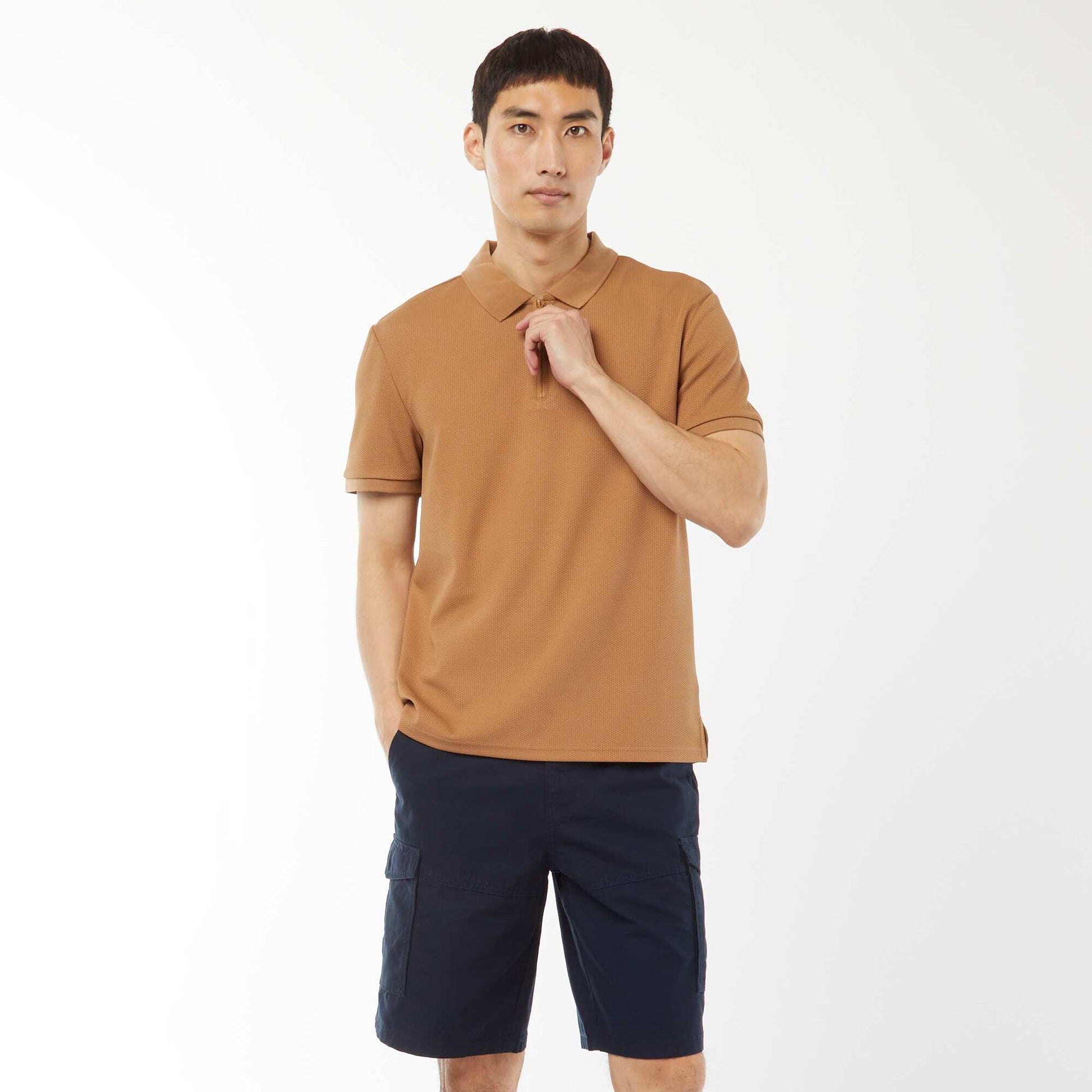 Bermuda chino en twill uni multipoches BLEU