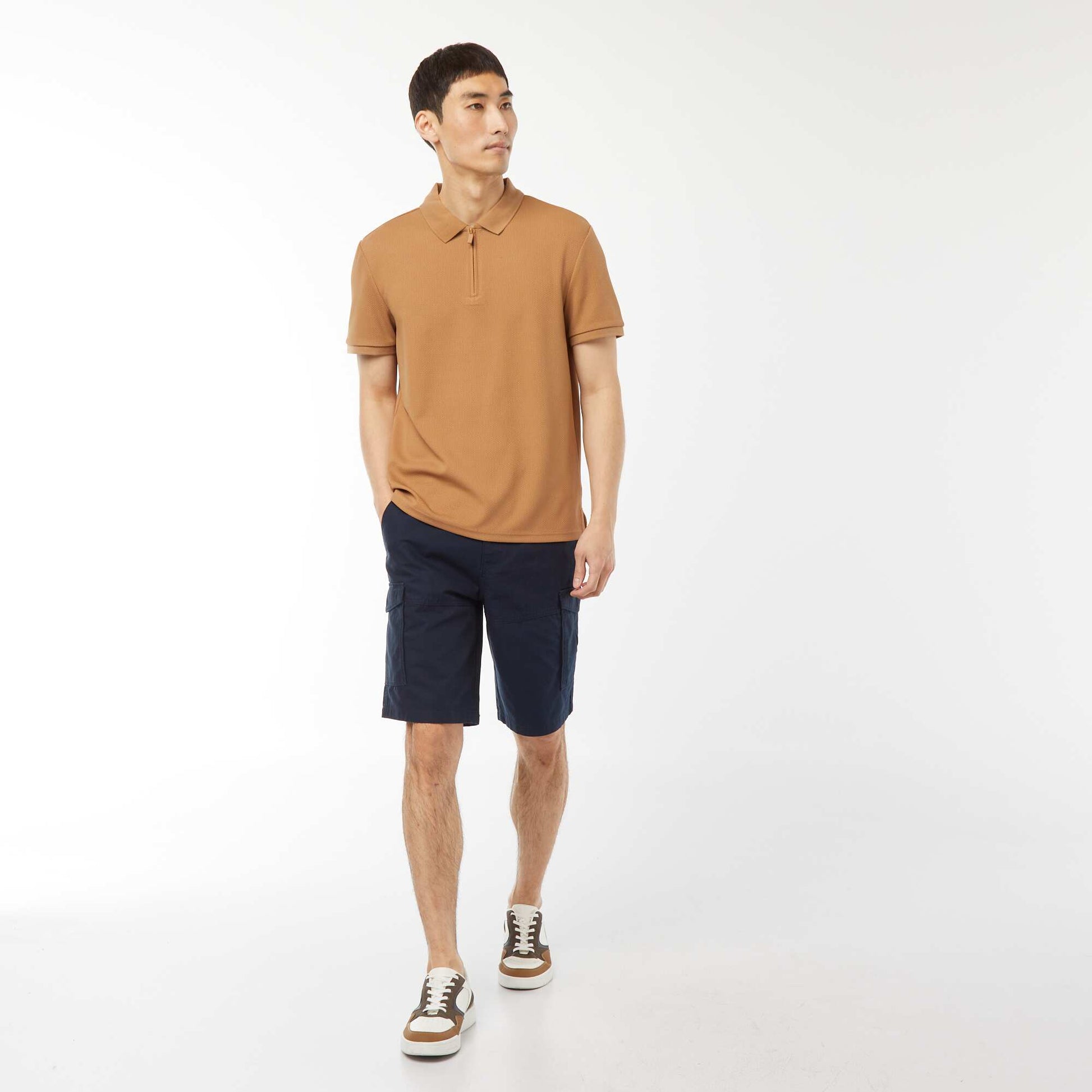 Bermuda chino en twill uni multipoches BLEU