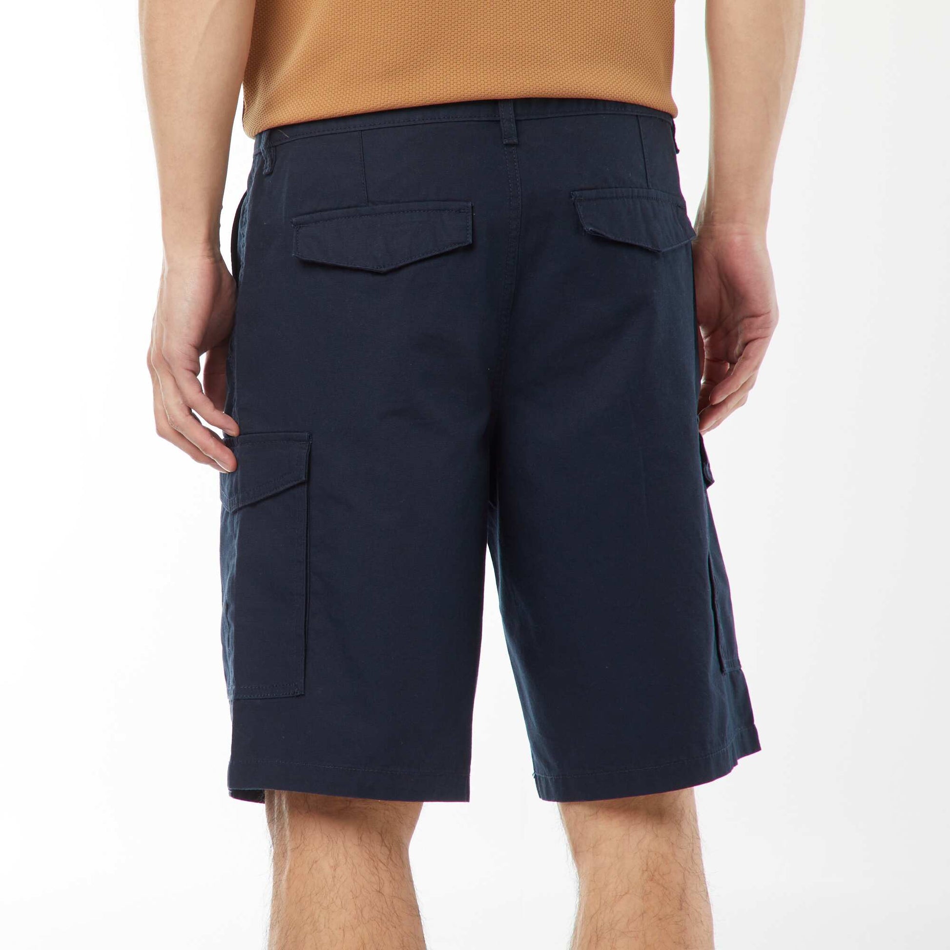 Bermuda chino en twill uni multipoches BLEU