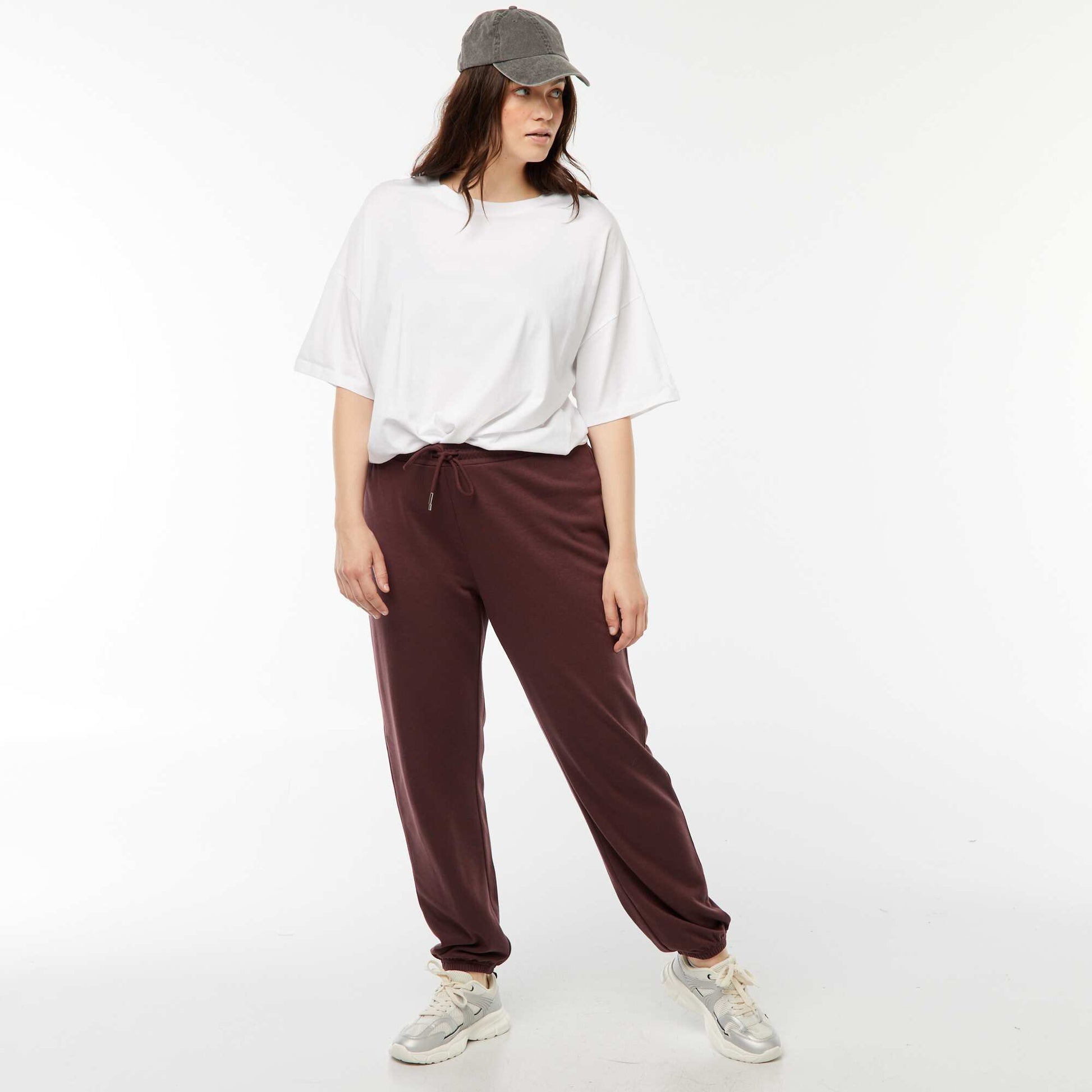 Jogging de sport en french terry PRUNE