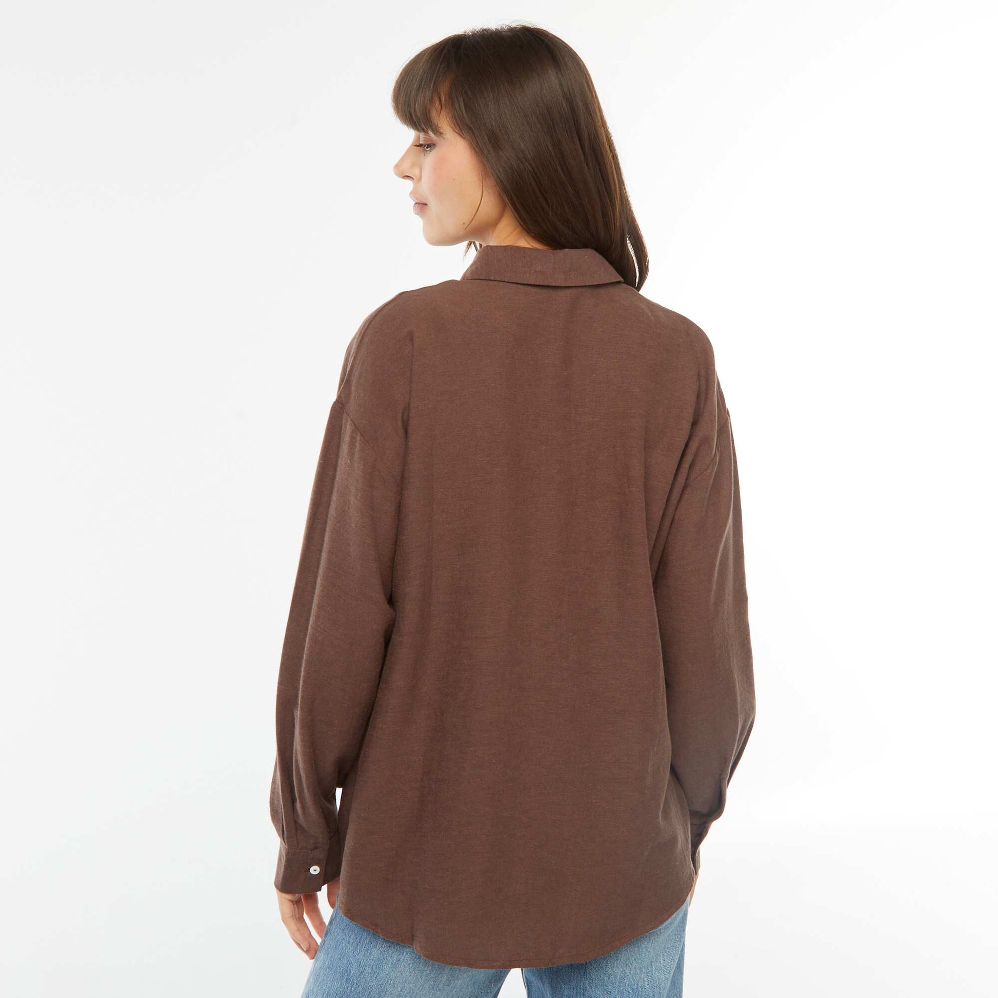 Chemise oversize en lin MARRON