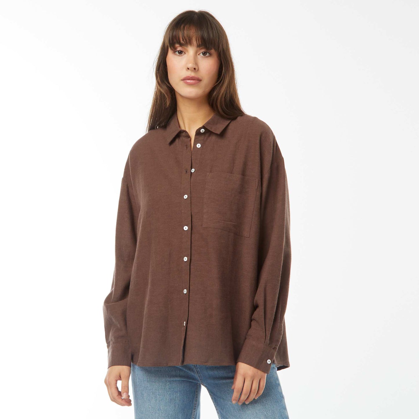 Chemise oversize en lin MARRON