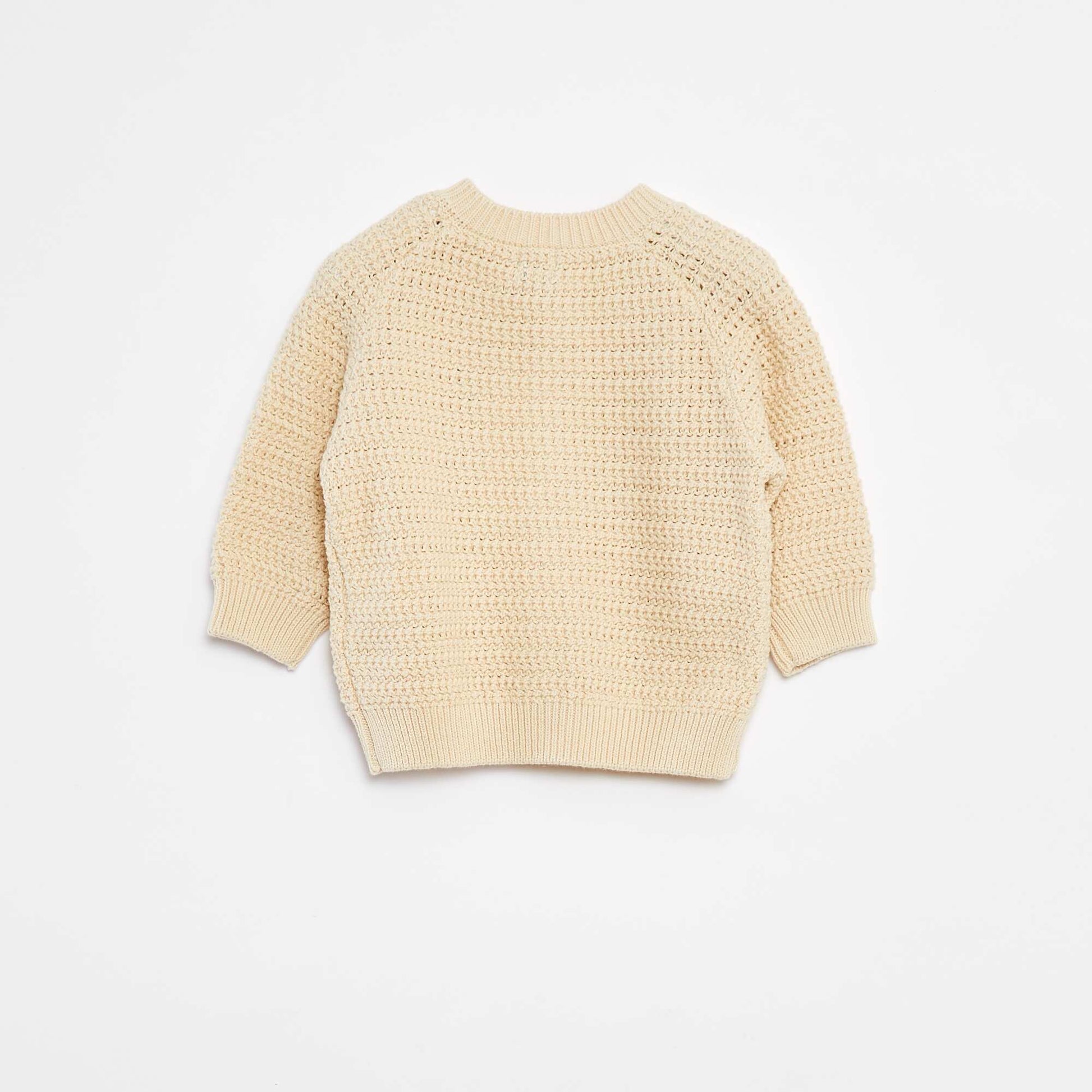 Gilet en maille tricot avec broderie à la poitrine BEIGE