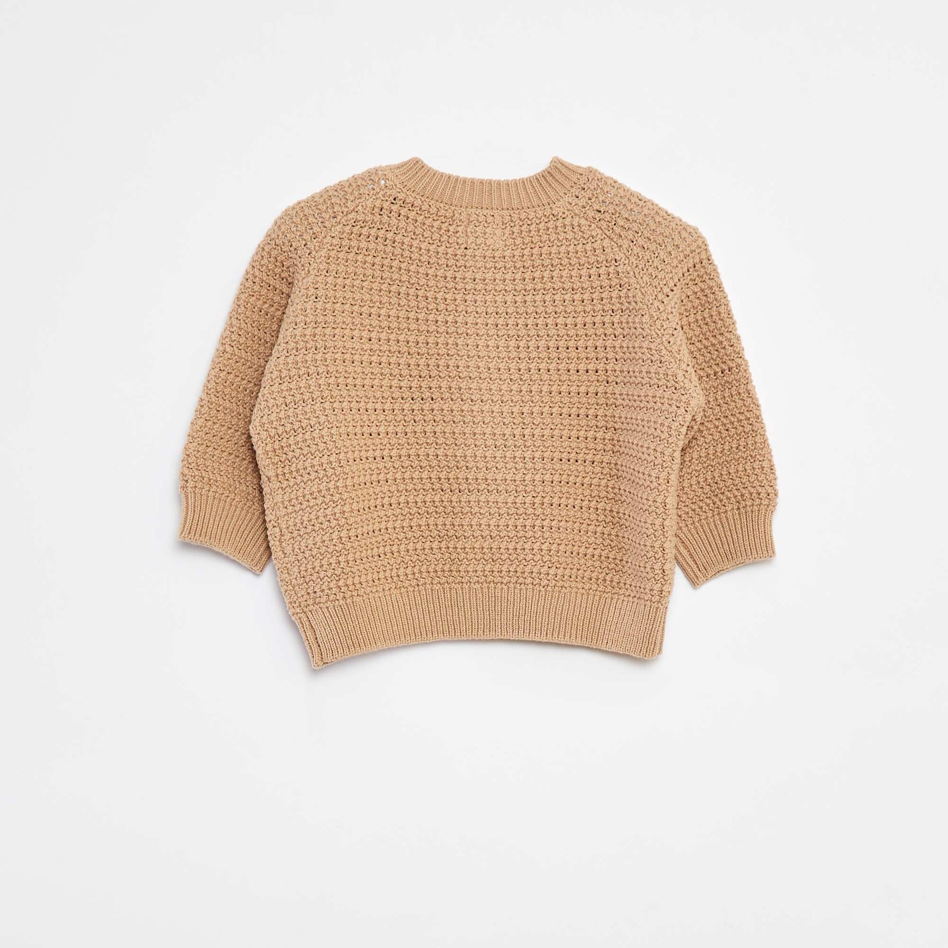 Gilet en maille tricot avec broderie à la poitrine BEIGE