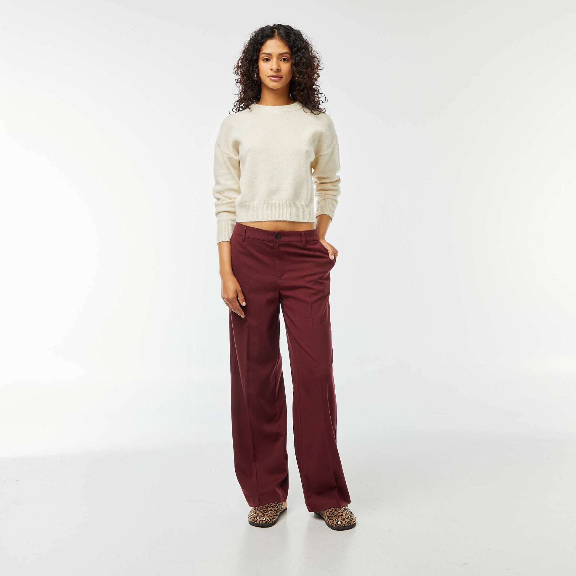 Pull crop top en maille douce BEIGE