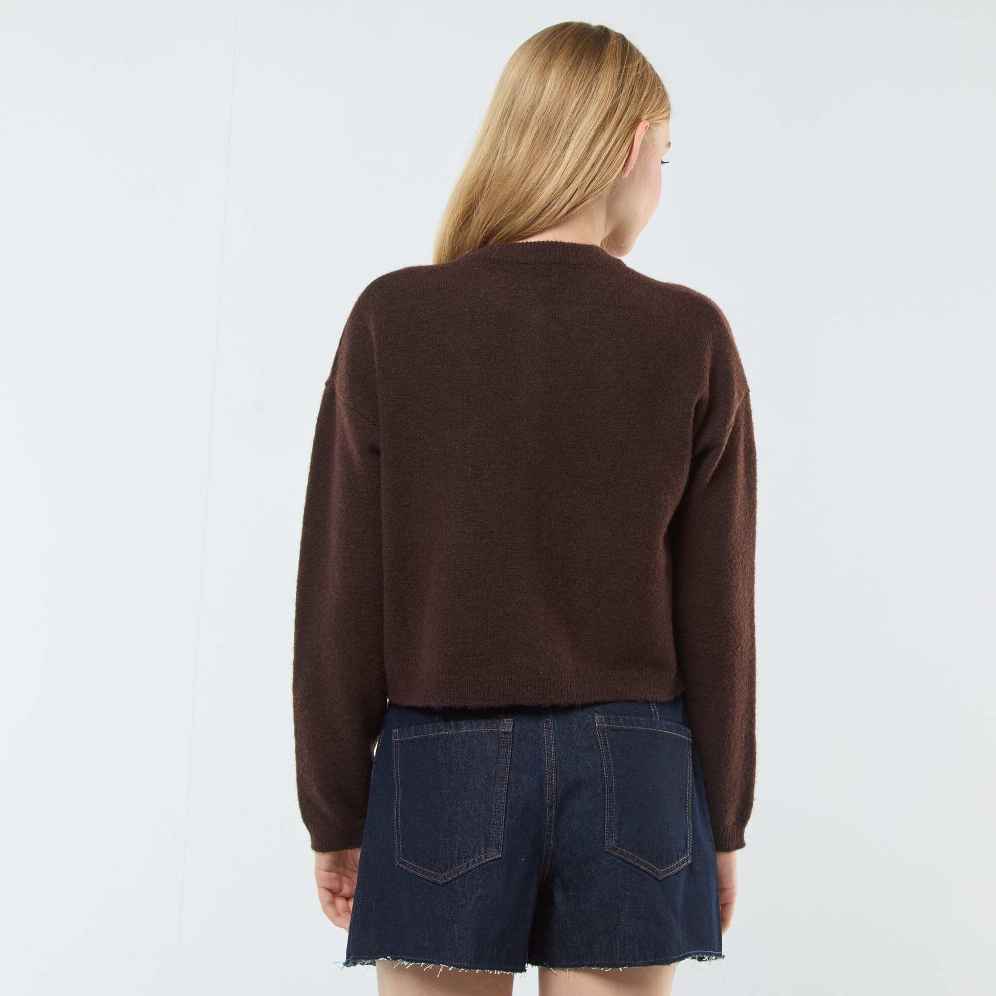 Gilet cropped en maille MARRON