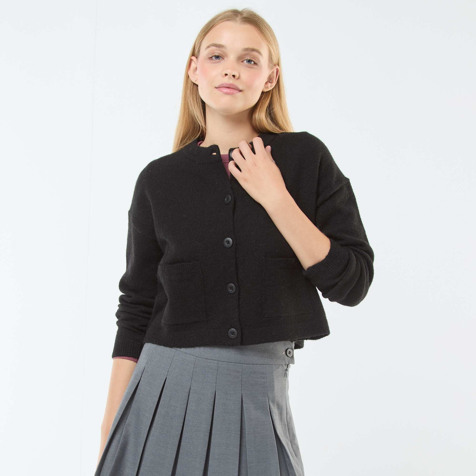 Gilet cropped en maille NOIR