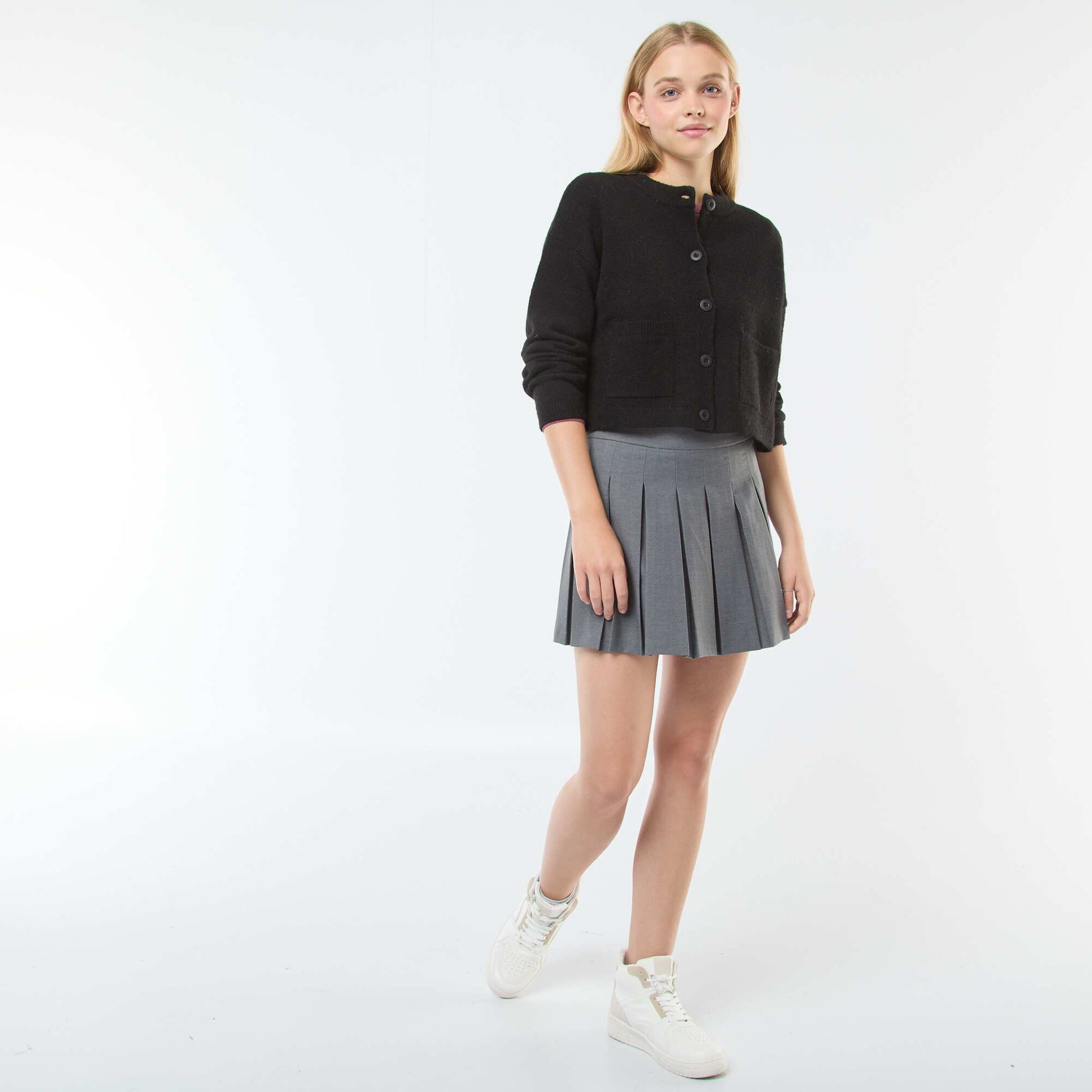 Gilet cropped en maille NOIR